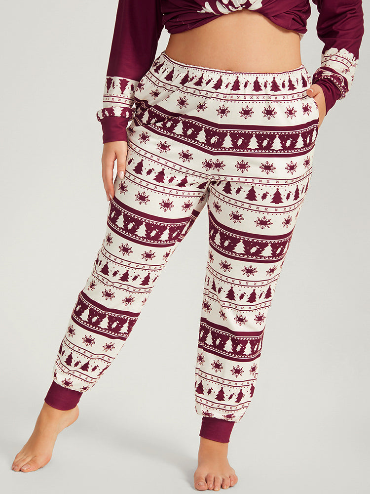Snowflake & Tree Print Pocket Pajama Bottoms