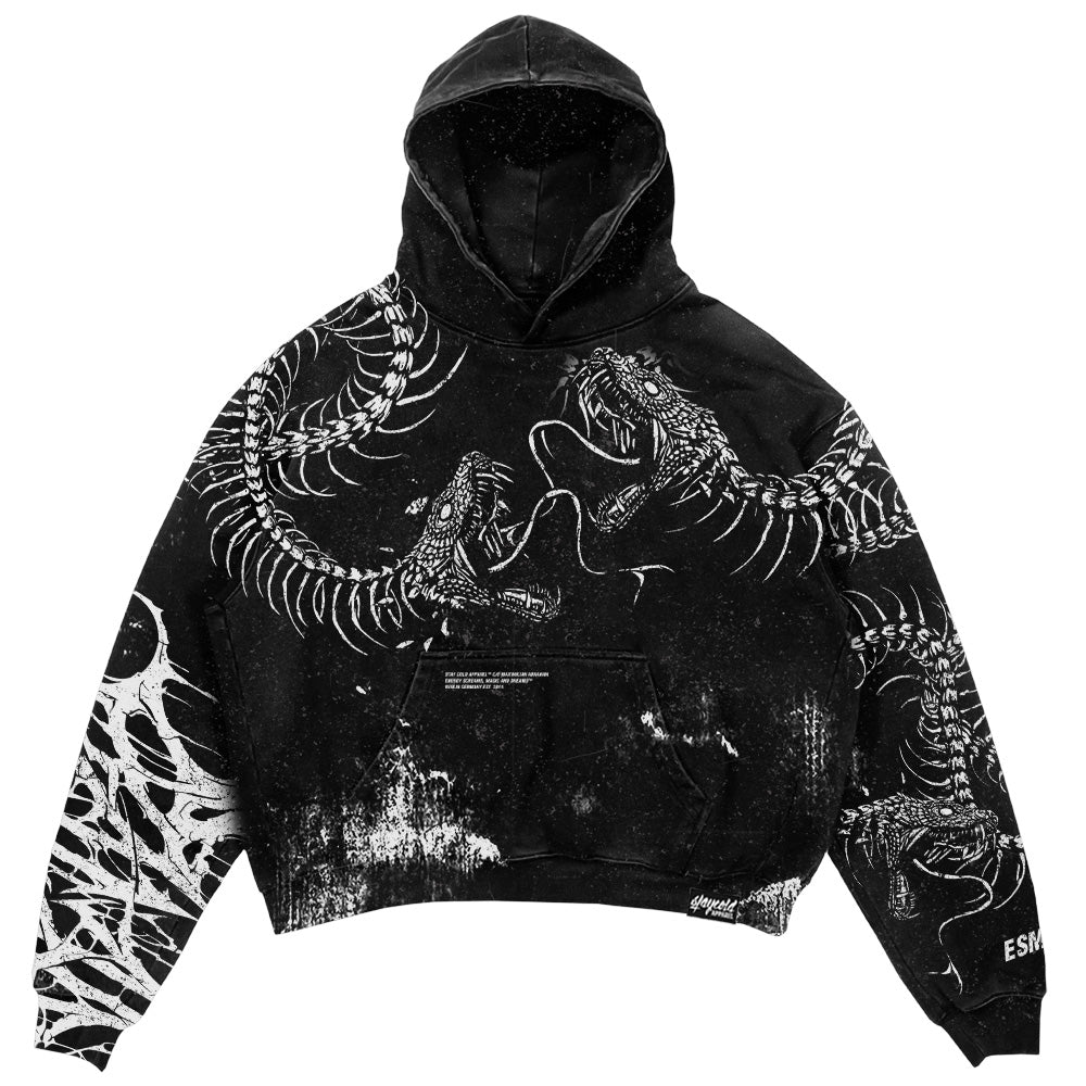 Black Spine (Black) - Heavy Oversized Hoodie (400GSM)