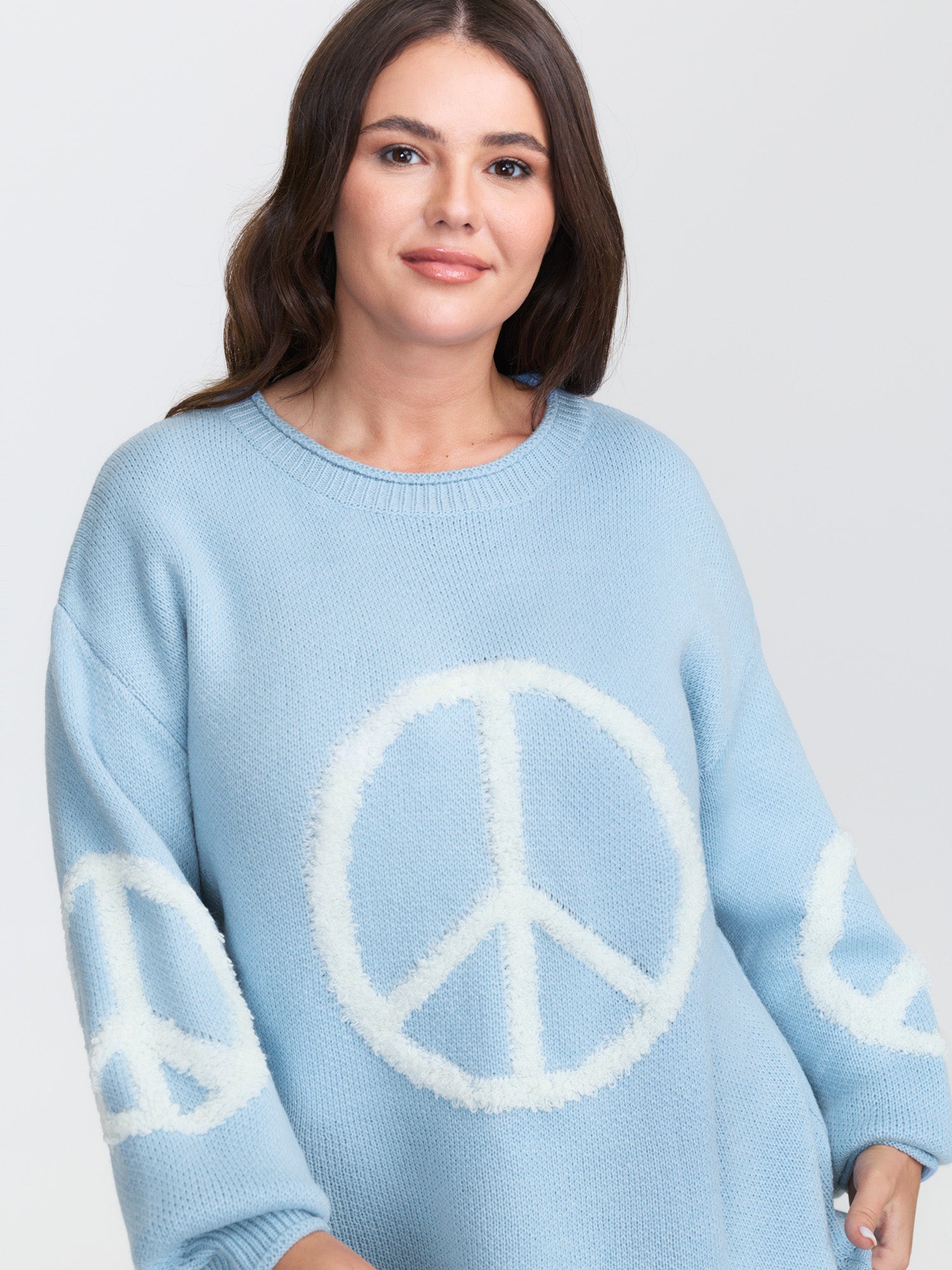 Geometric Pattern Textured Ribbed Hem Pullover