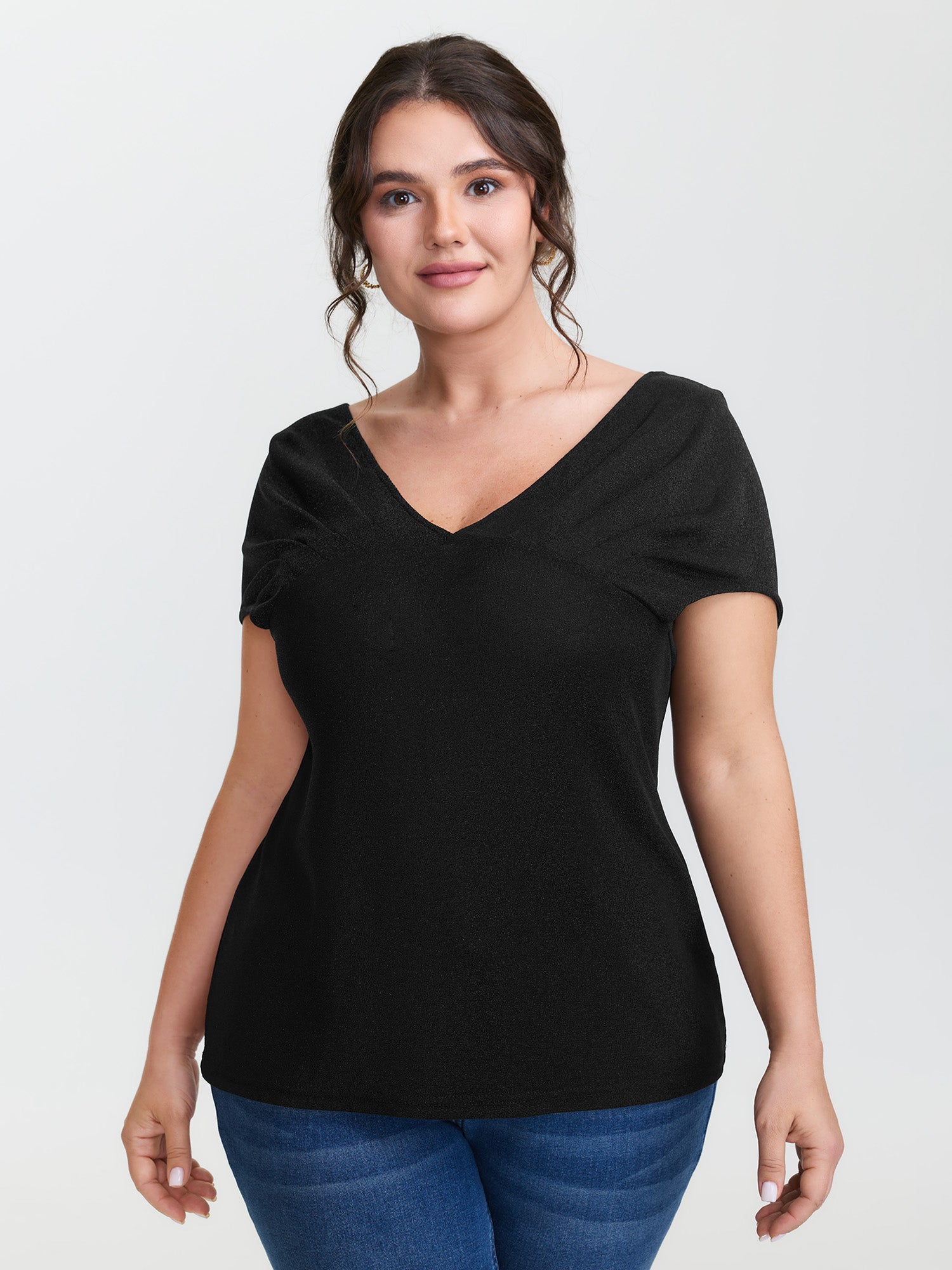Festive Shimmer Super Pleated Shoulder Top