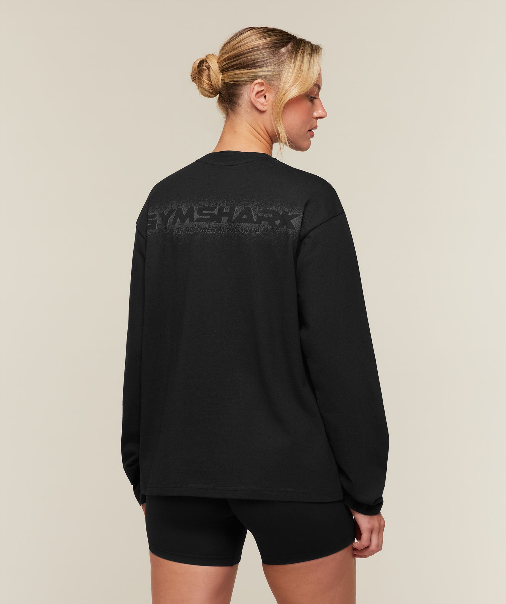 Gymshark For The Ones Who Show Up Graphic Long Sleeve Top - Black