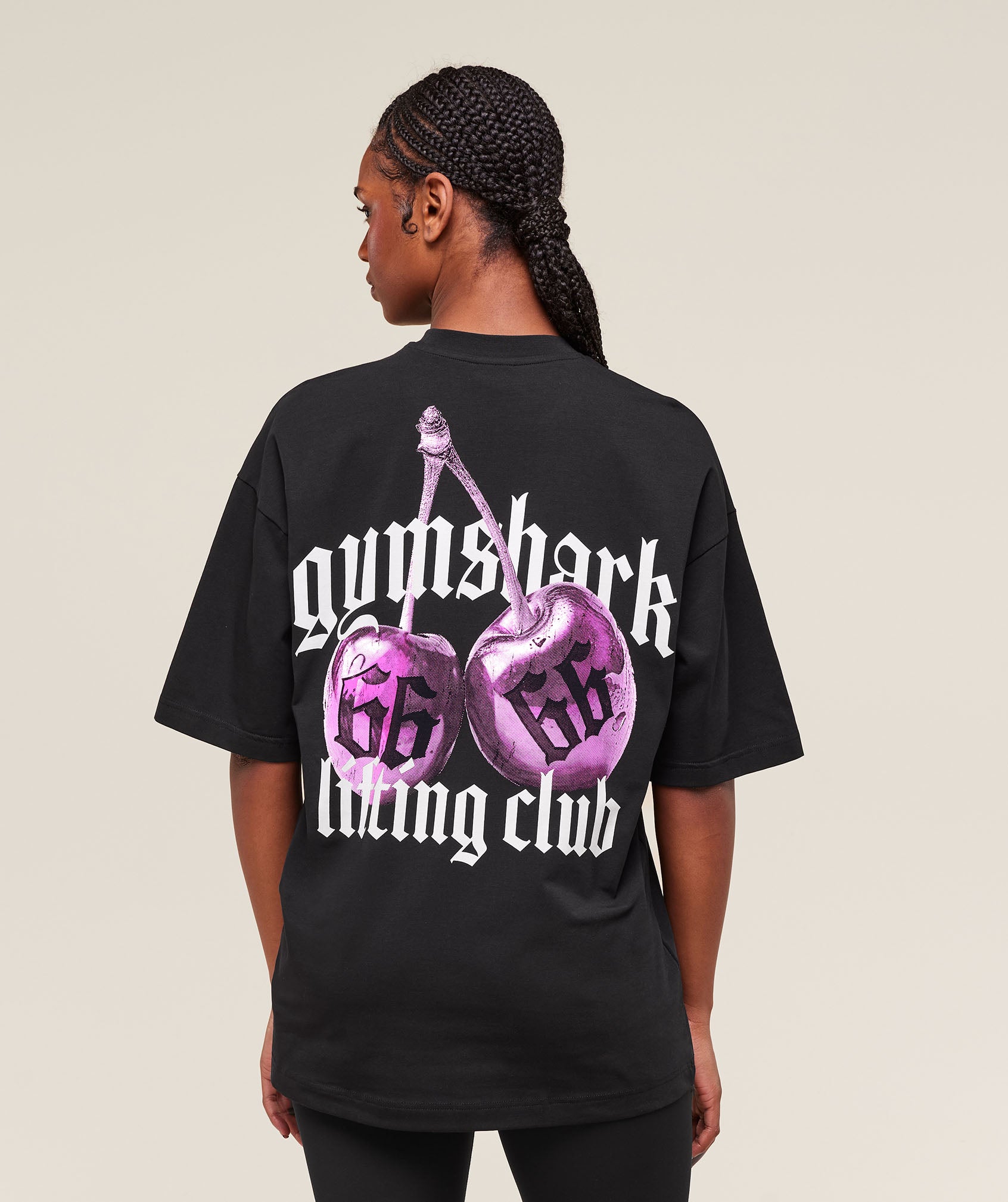 Gymshark Cherry Graphic Oversized T-Shirt - Black
