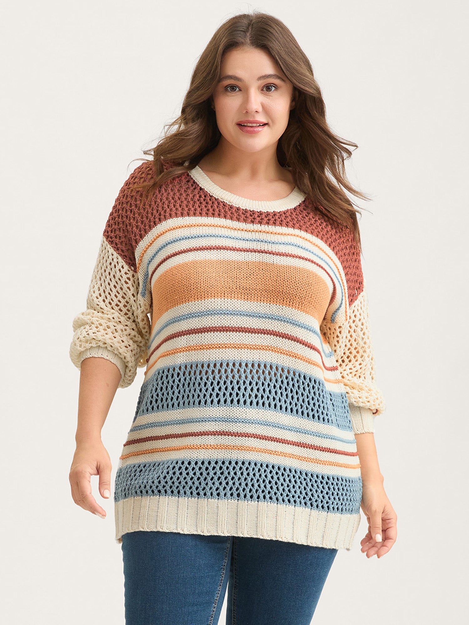 Color Block Textured Cut-Out Pullover