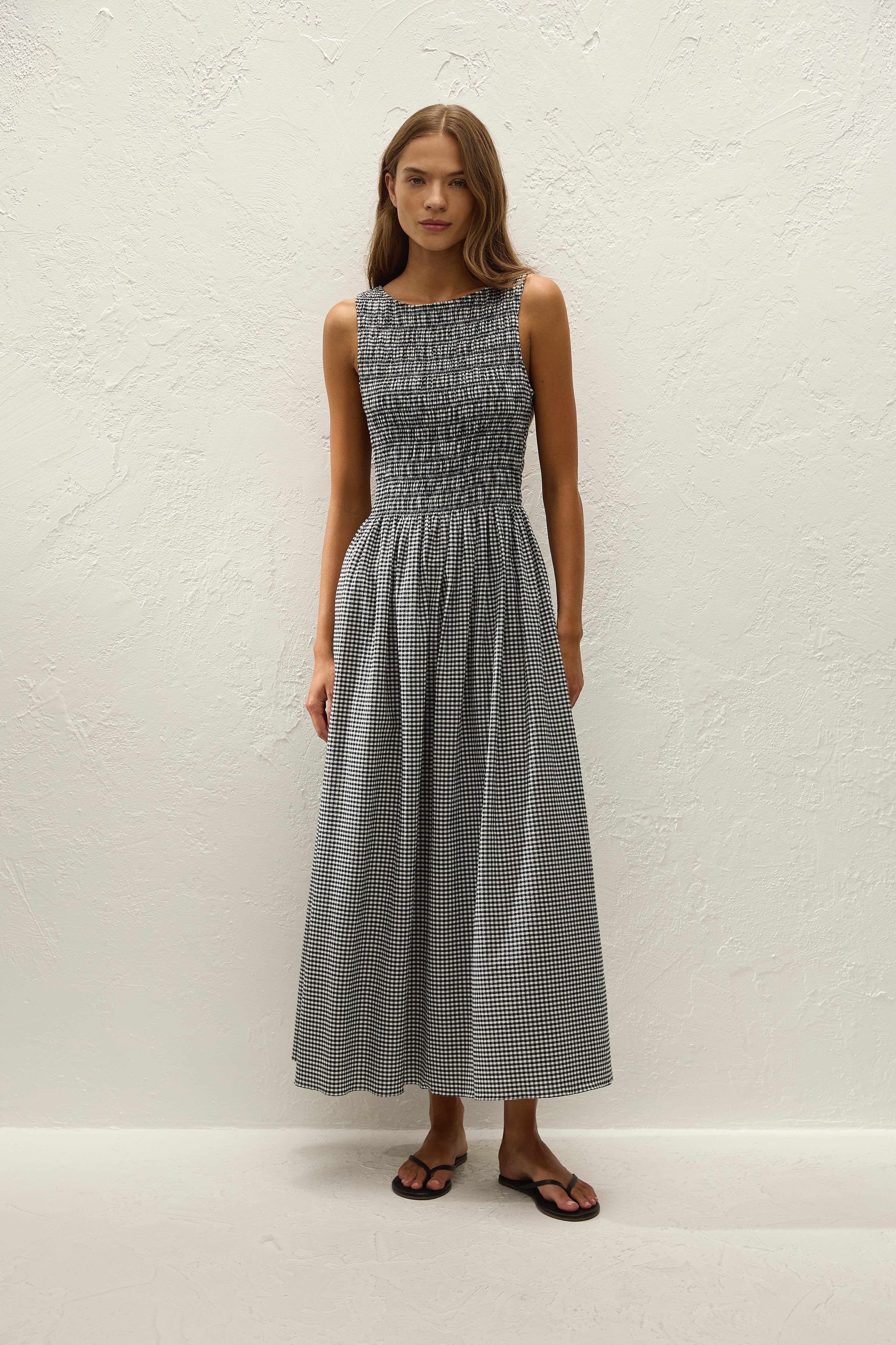 Carina Maxi Dress Cantinho Gingham Black