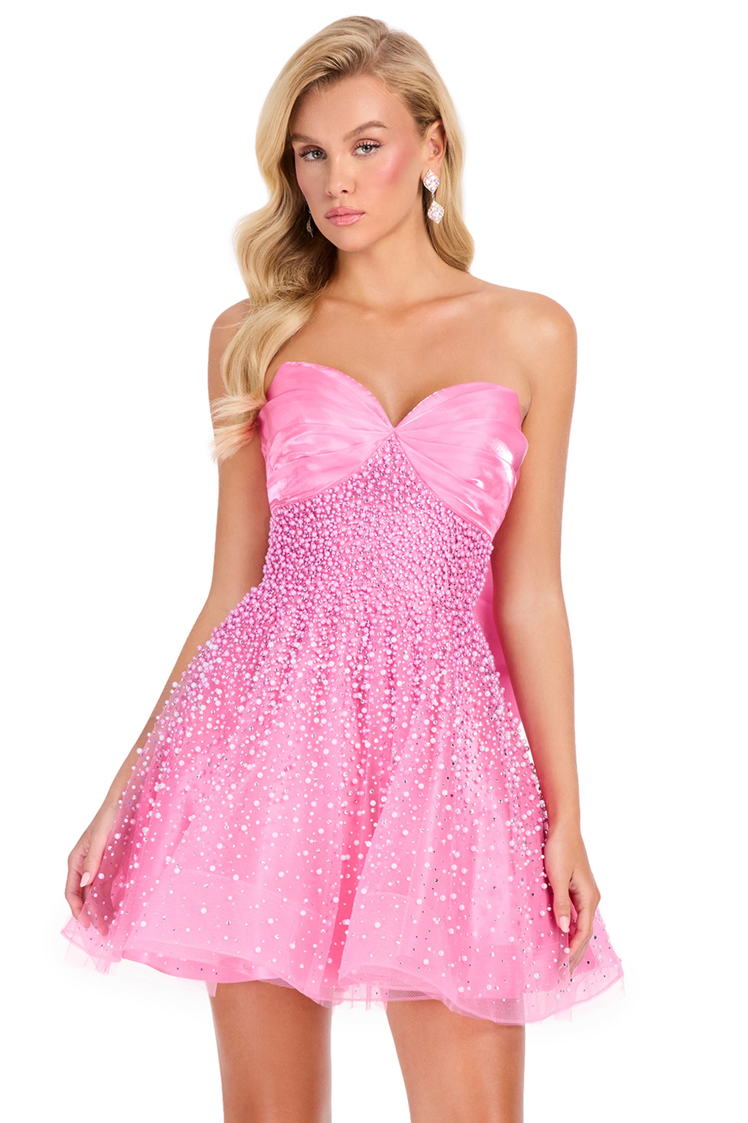 Ashley Lauren 40066 - Pearl Beaded Oversized Bow A-Line Cocktail Dress