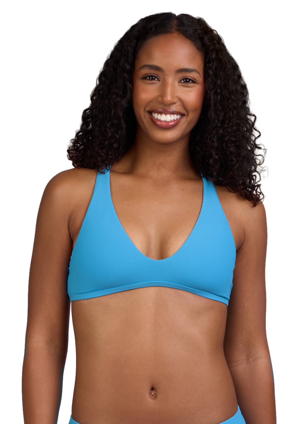 JOLYN Women's Doris Solid Rib Racerback Bikini Top