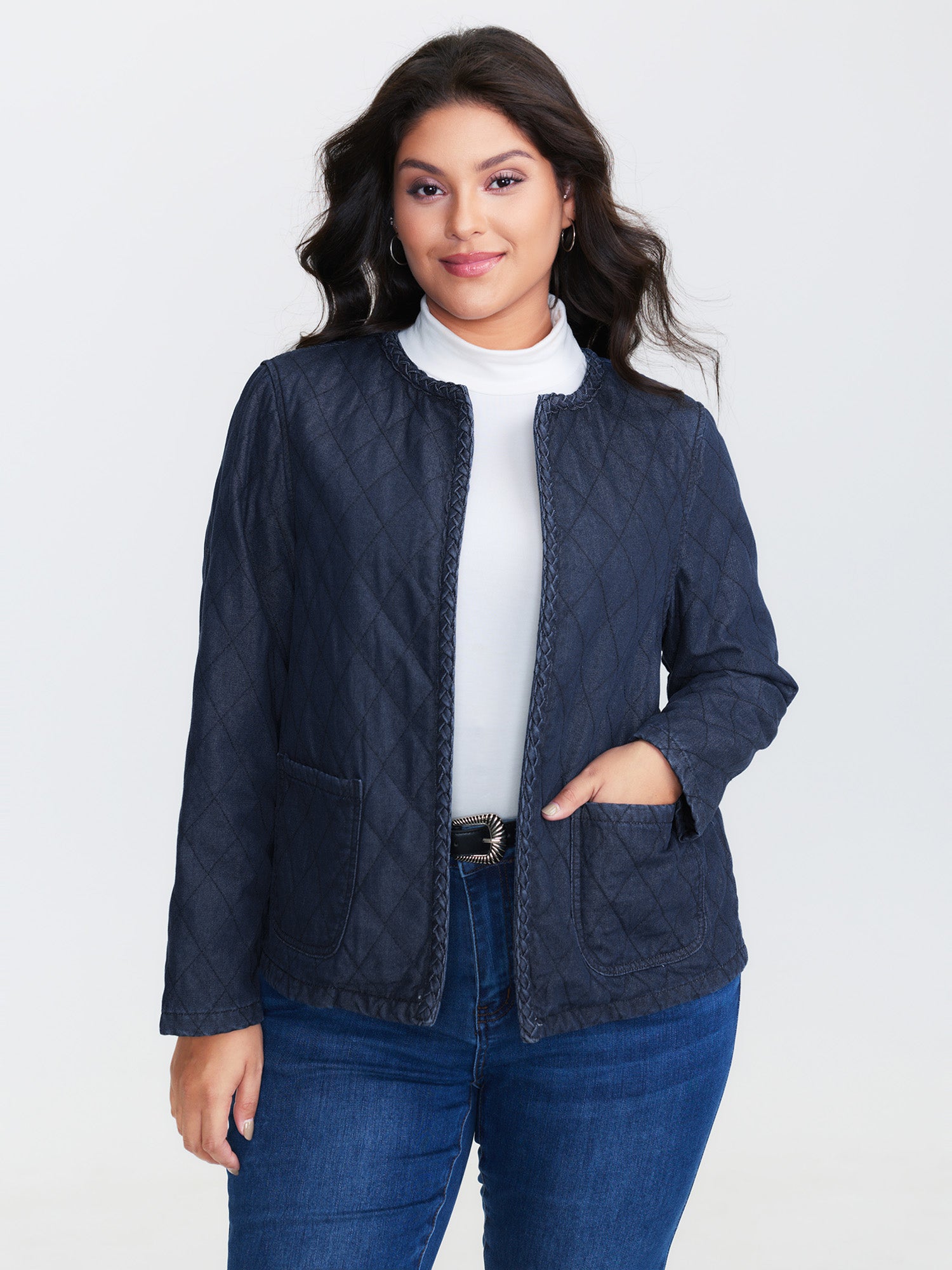 Quilted Contrast Edge Denim Jacket