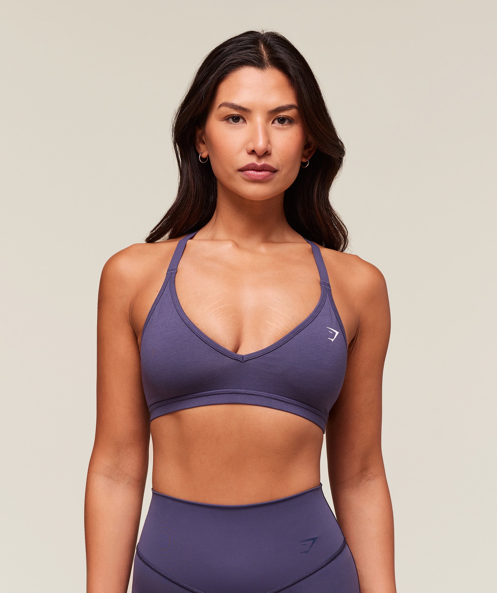 Gymshark Cotton Blend Racerback Sports Bra - Weighted Purple