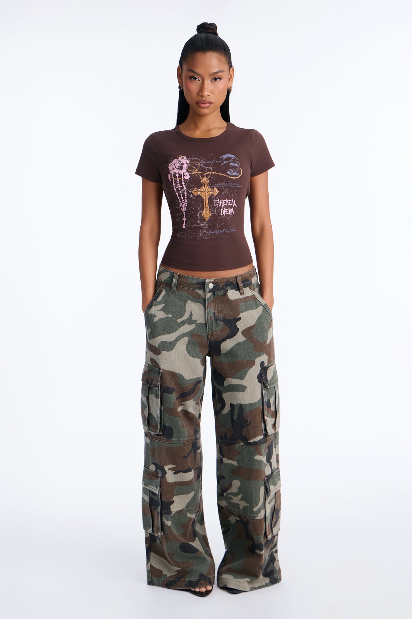 Ethereal Crosses Tee - Chocolate