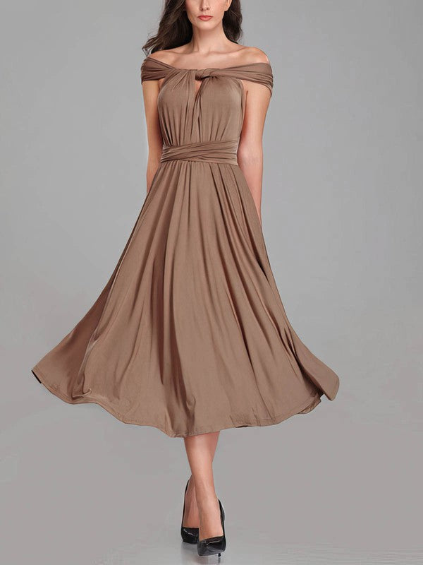 Chic A-Line Off-The-Shoulder Bridesmaid Dresses with Sash