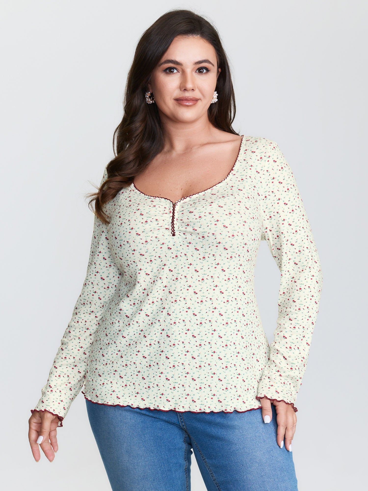 Supersoft Micro Floral Print Knit Top