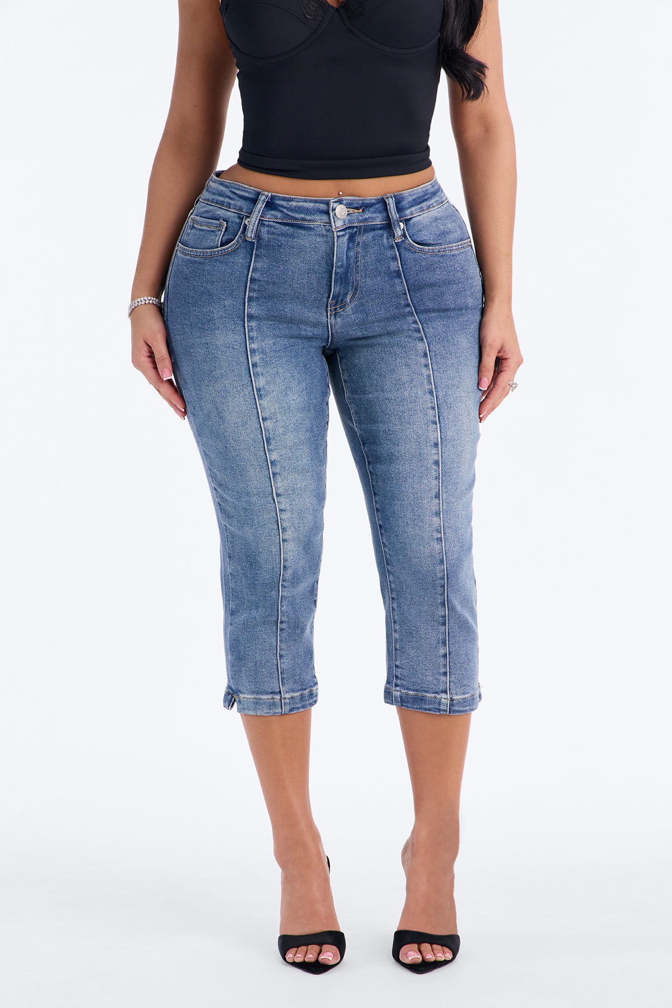 Sweetstuff Stretch Denim Skinny Capri Jeans - Dark Wash