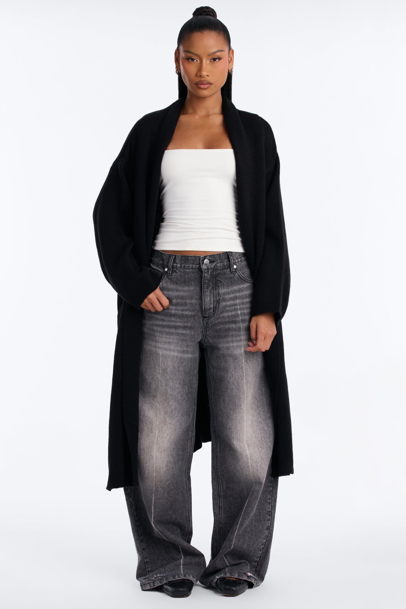 Made For You Long Cardigan - Black