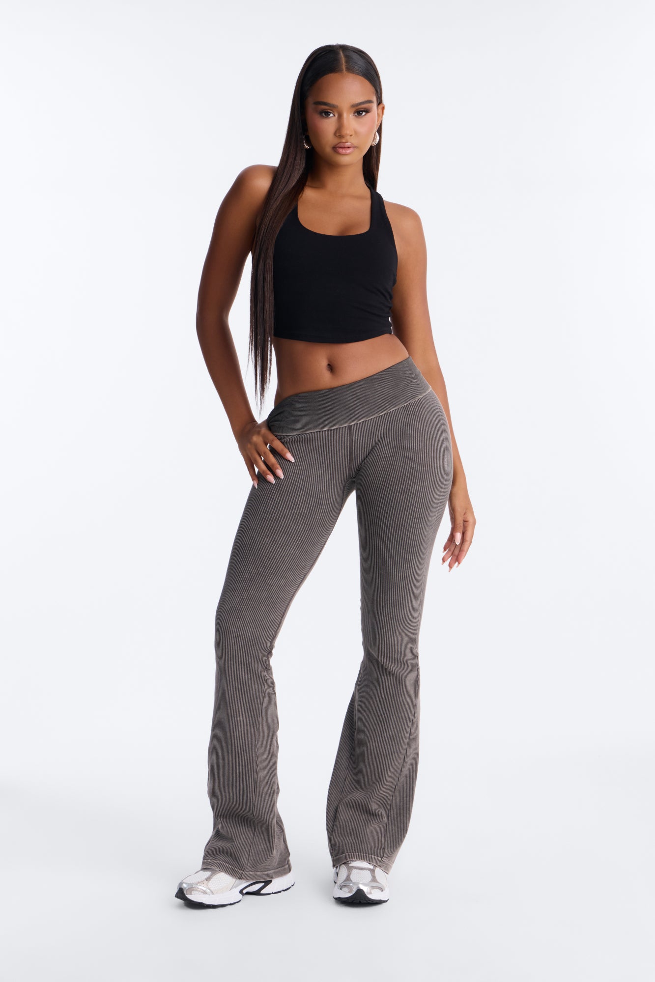 Tall Mia Ribbed Seamless Flare Pant - Chestnut