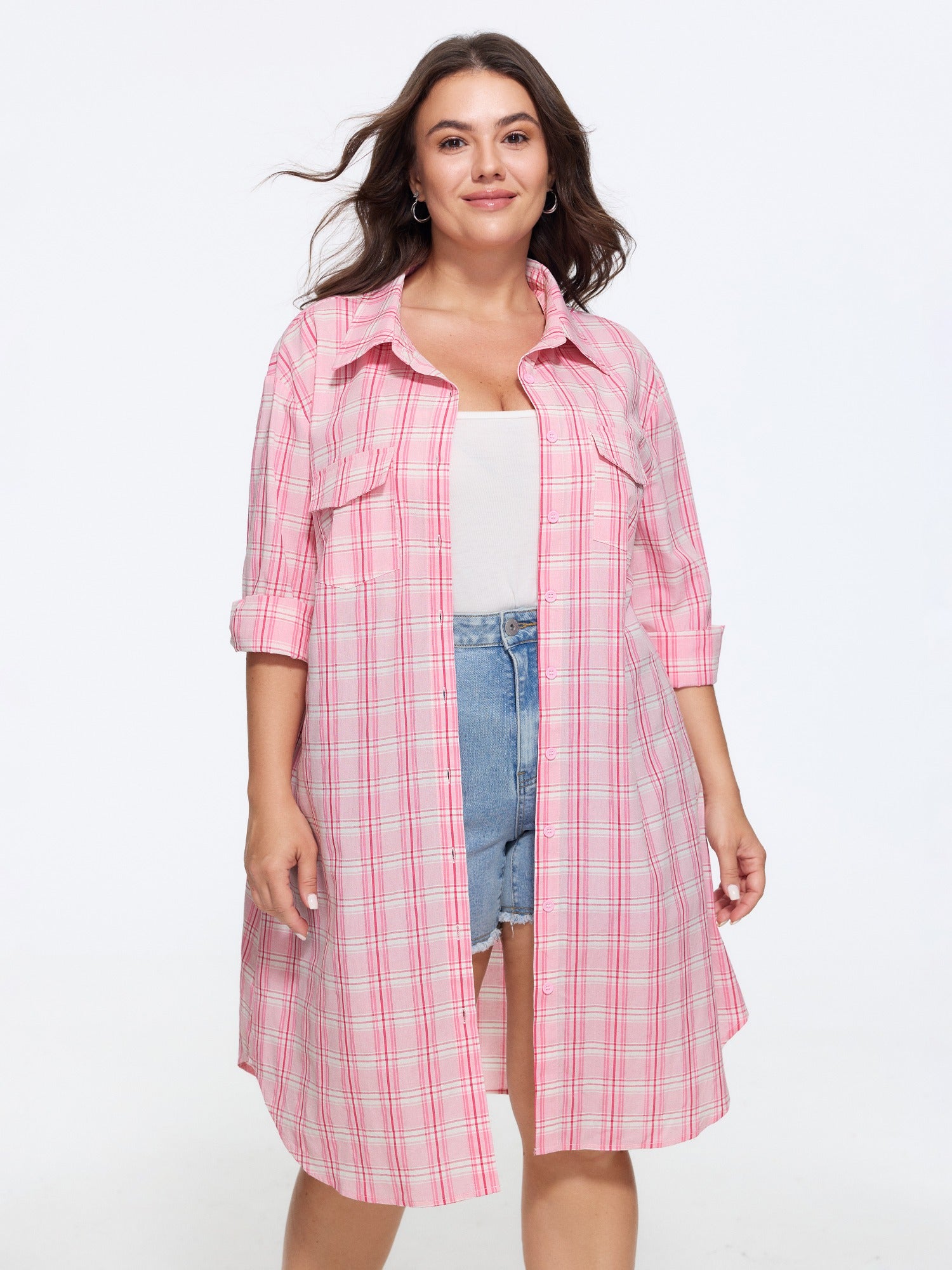 Plaid Print Button Down Shirt Jacket