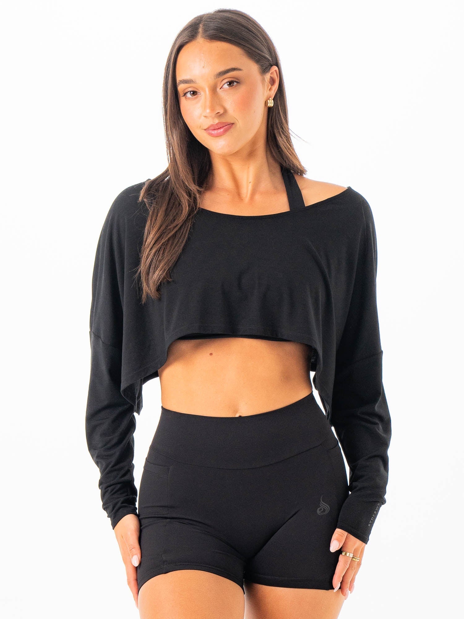 Slouchy Off Shoulder Top - Black