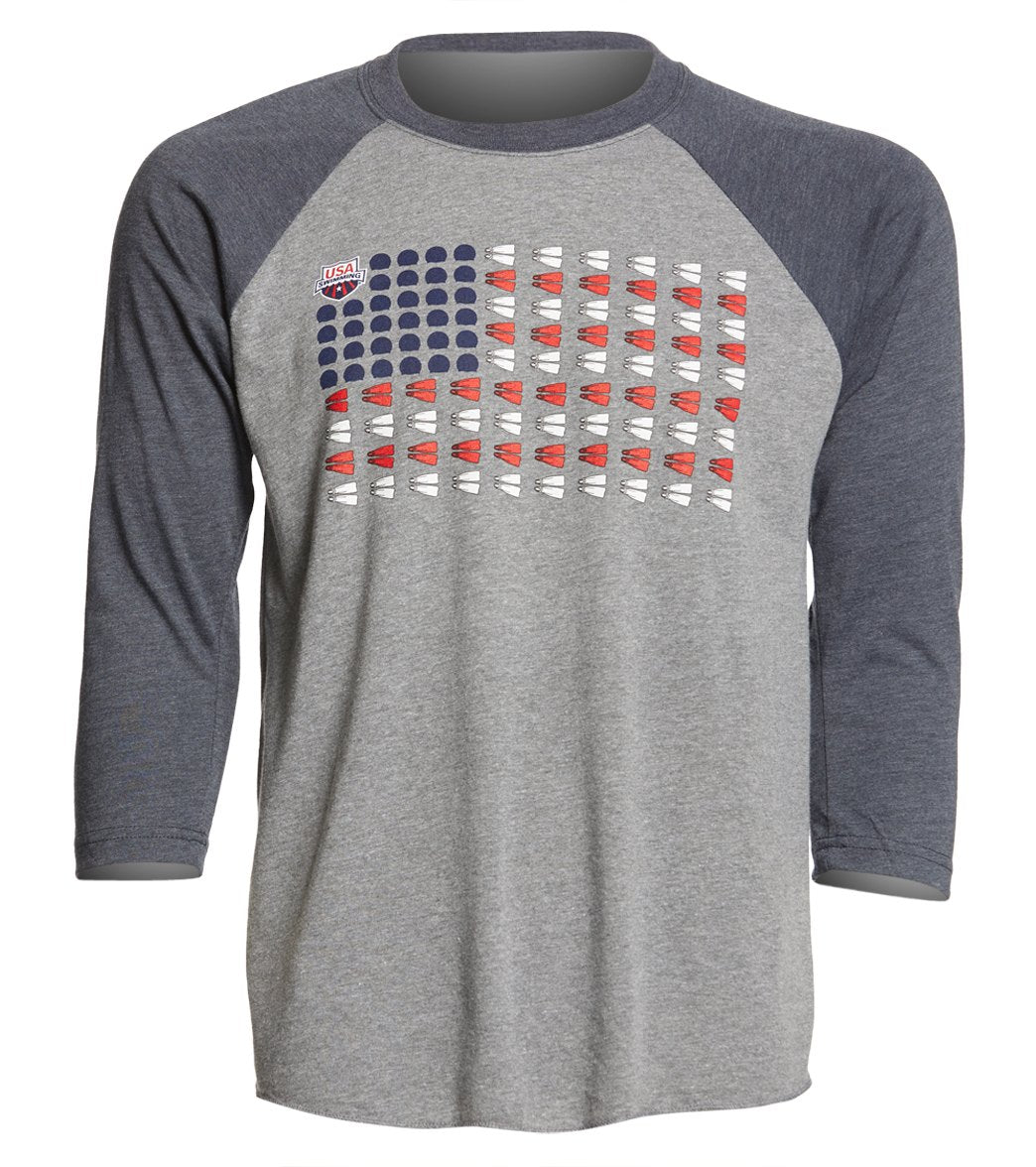 USA Swimming Unisex Caps and Fins Raglan T-Shirt