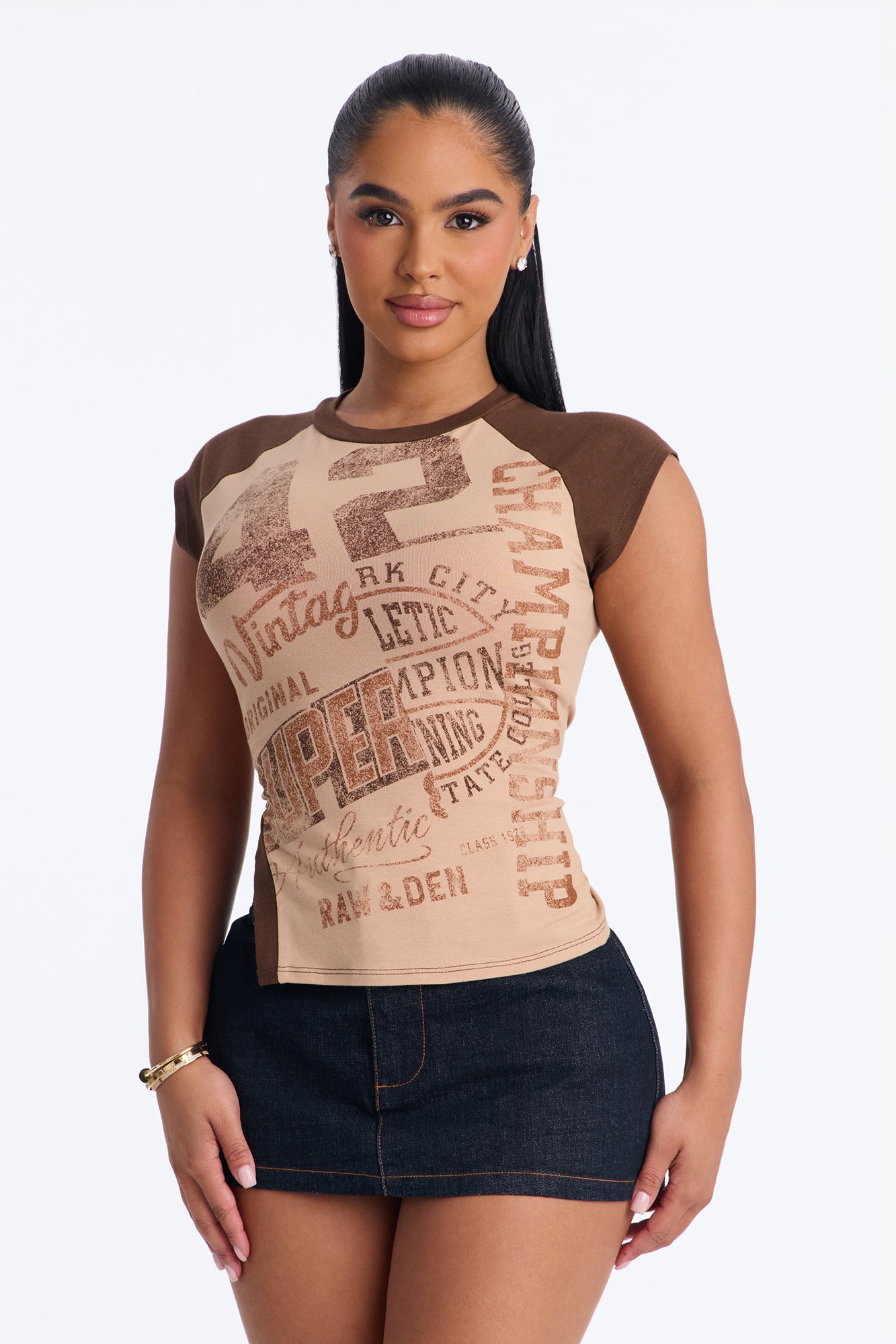 Championship Tonal Raglan Tee - Chocolate/Combo