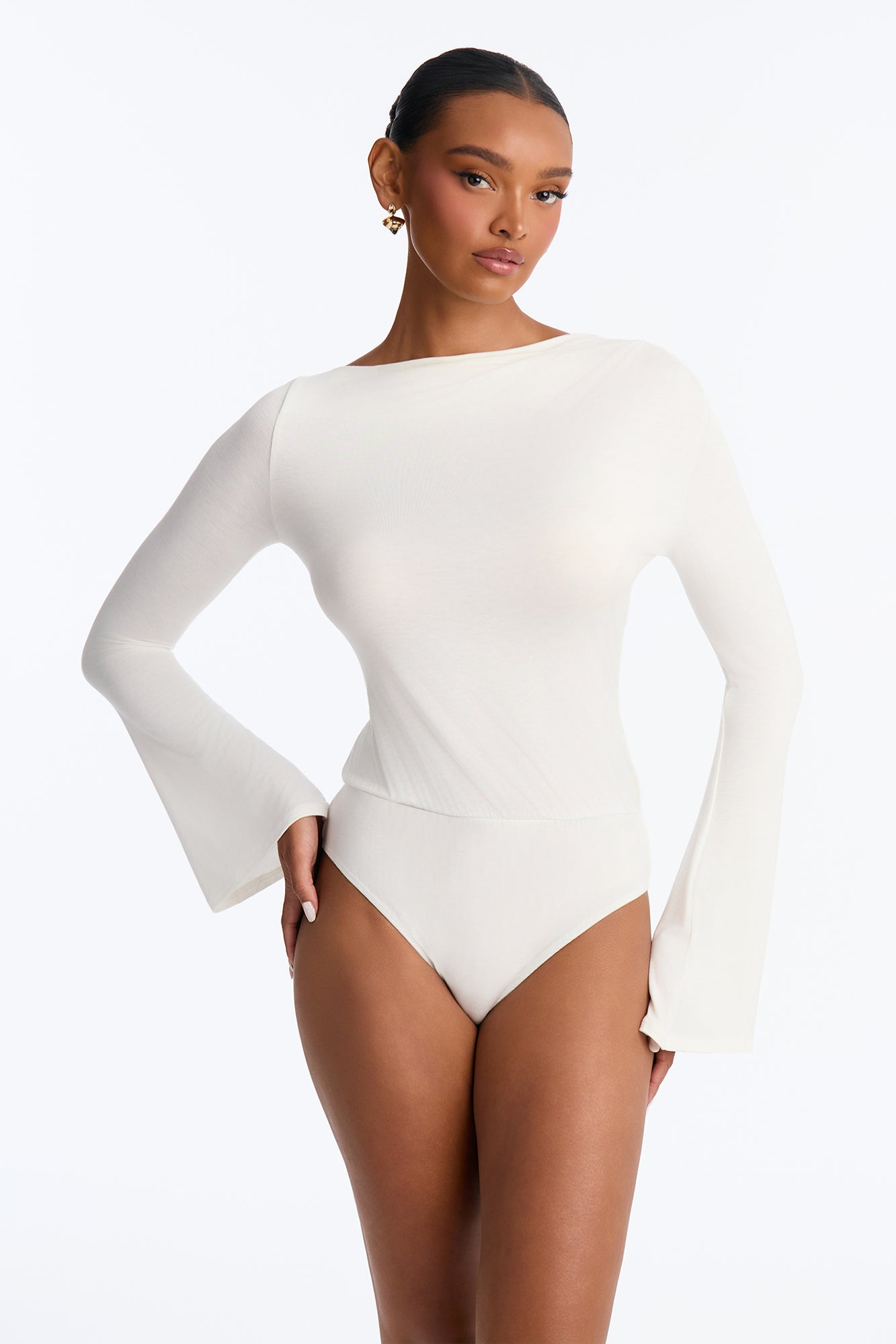 Flatter Me Off Shoulder Long Sleeve Bodysuit - Ivory