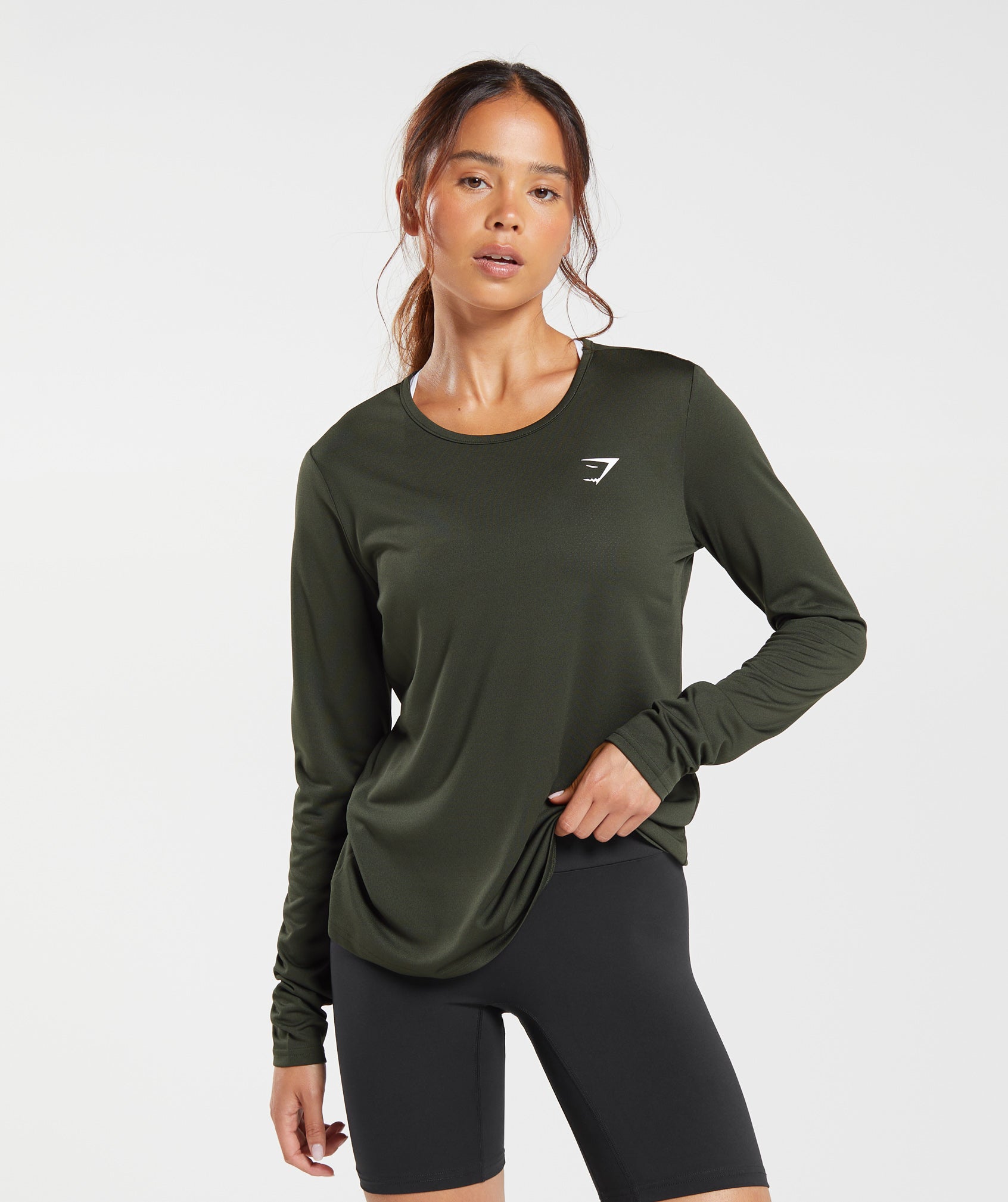 Gymshark TRAINING LONG SLEEVE TOP - Deep Olive Green