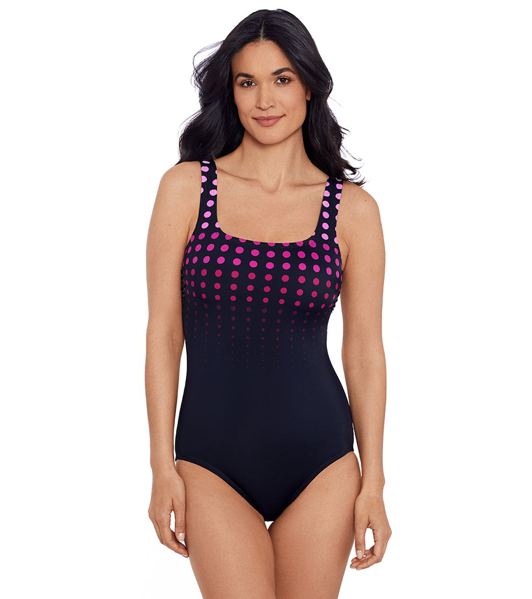 Shape Solver SPORT Women's Going in Circles Scoop Neck Tank One Piece Swimsuit