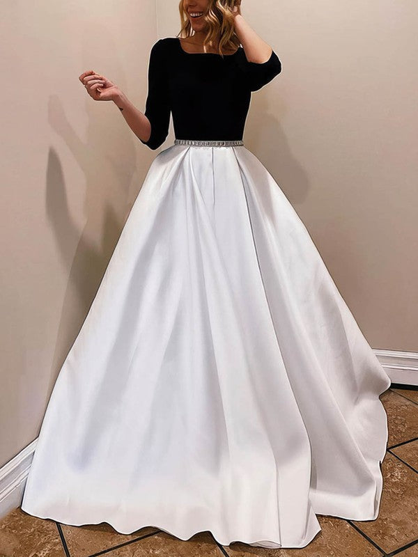Stunning 3/4 Long Sleeves Square Neck Ball Gown Wedding Dresses