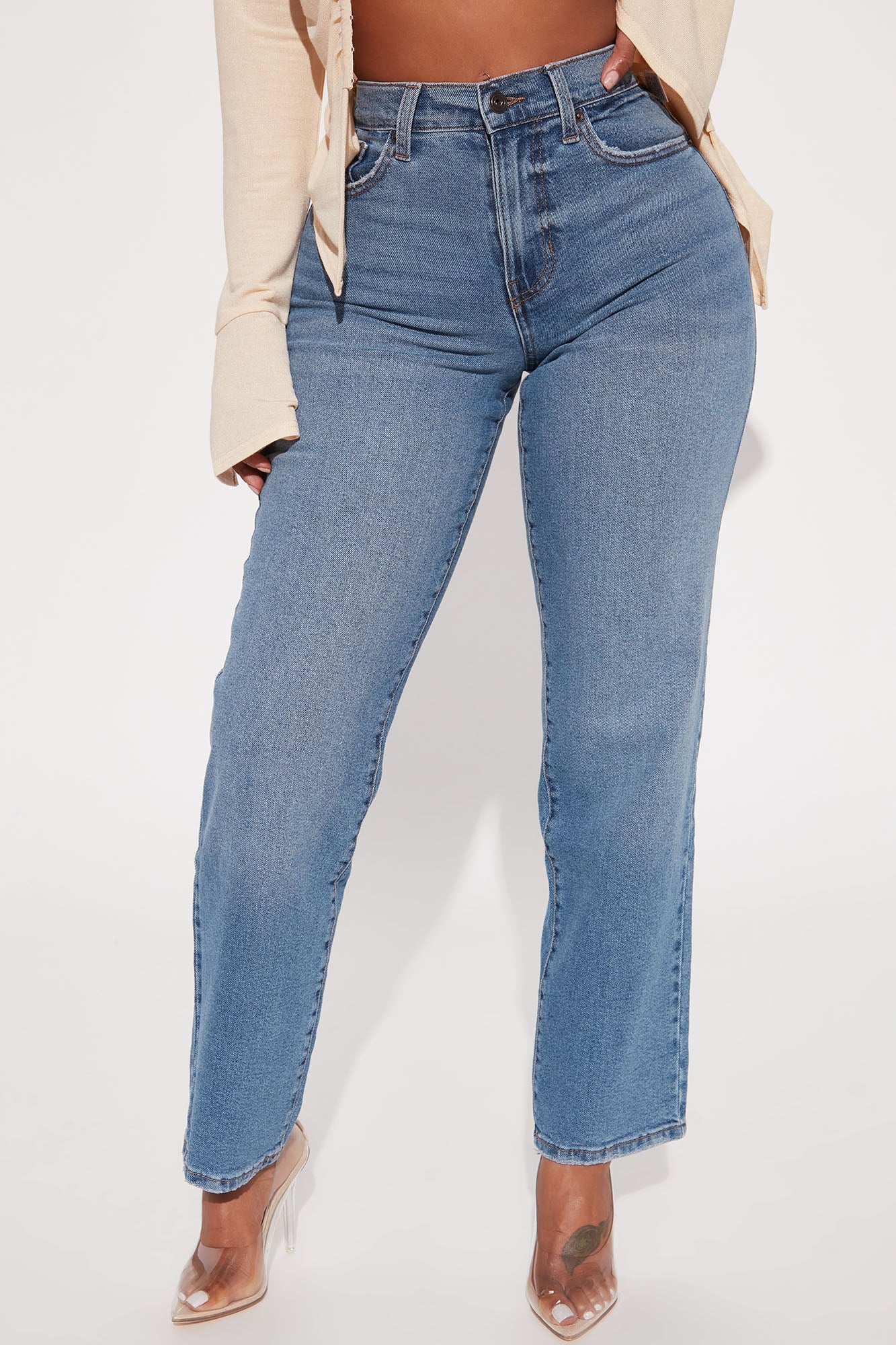 Petite Nova 90s Straight Leg Jeans - Medium Blue Wash