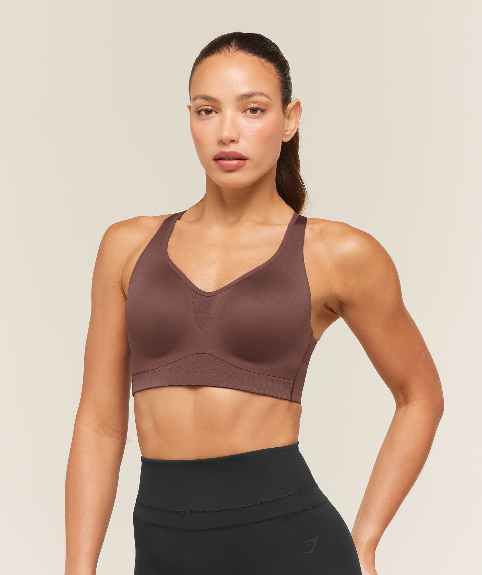 Gymshark High Support V-Neck Sports Bra - Espresso Brown