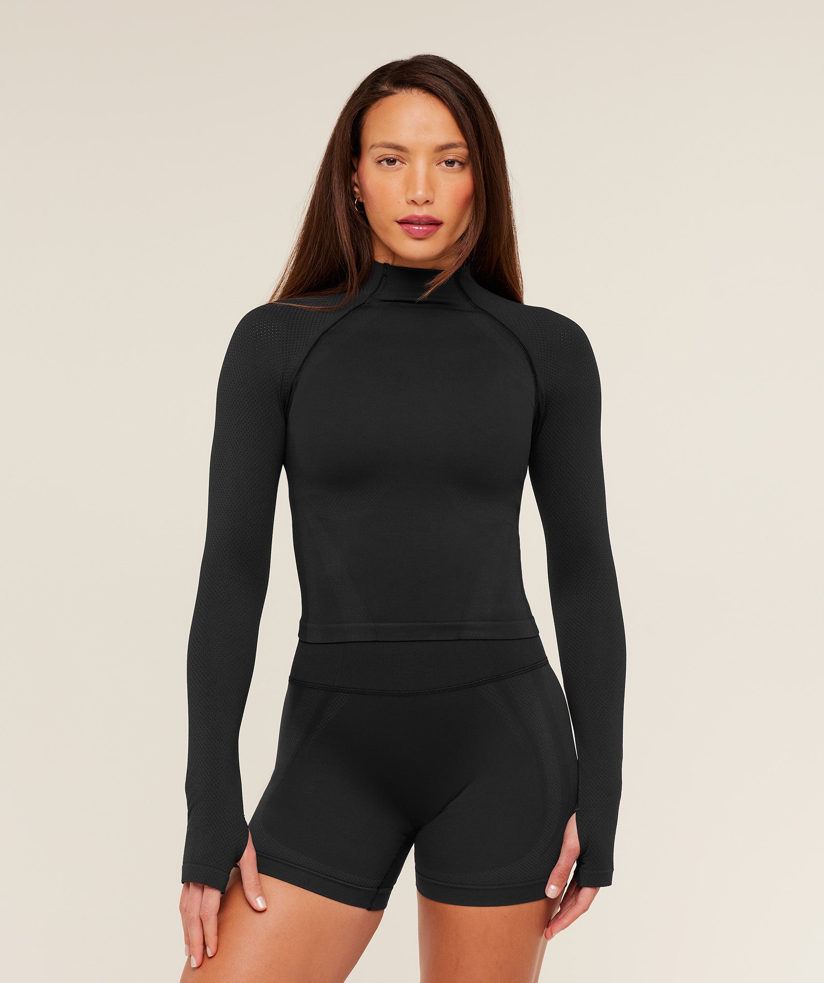 Gymshark Weekend Seamless Long Sleeve Top - Black/Asphalt Grey
