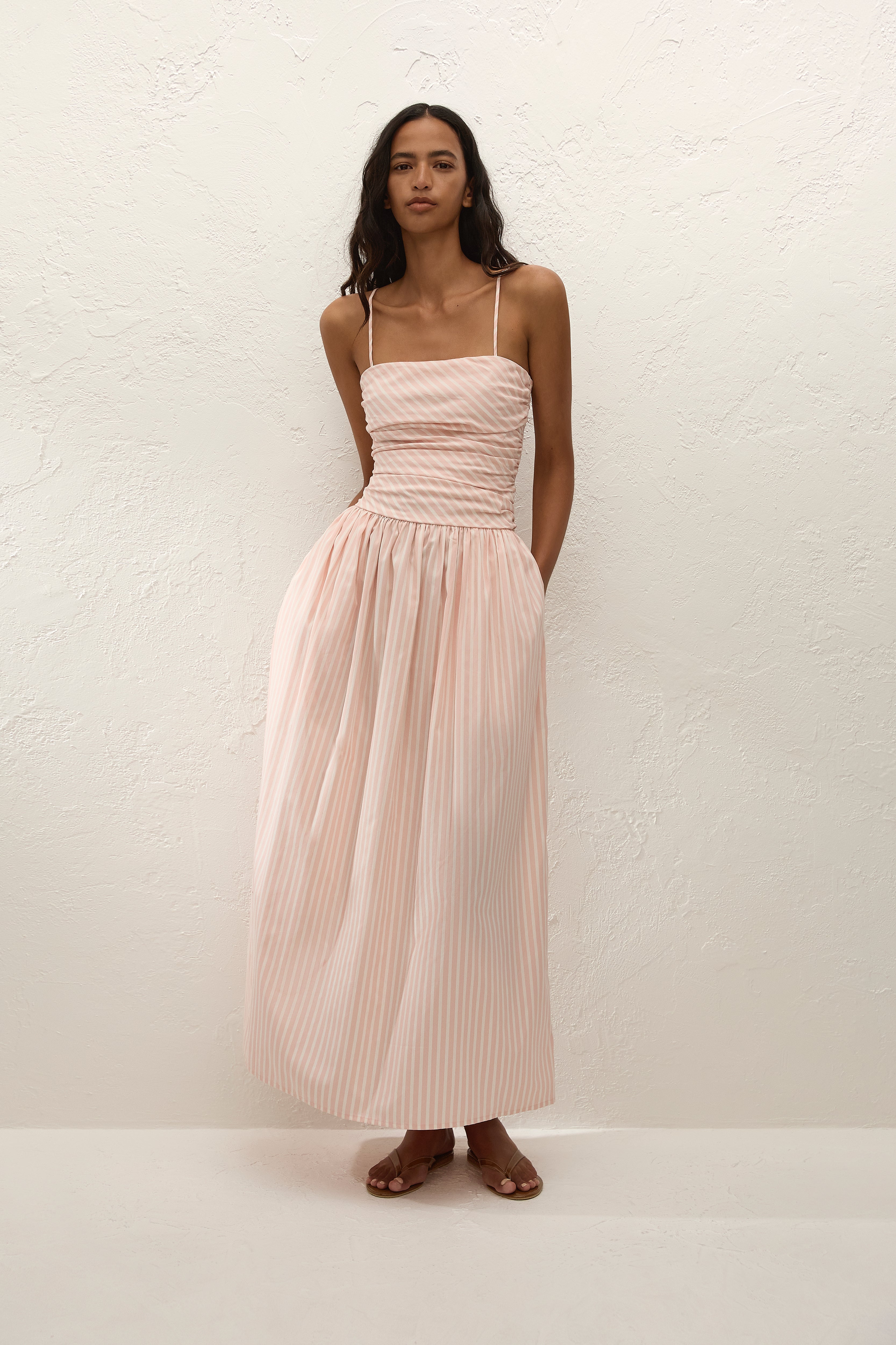 Portlligat Maxi Dress Carmen Stripe Peony White