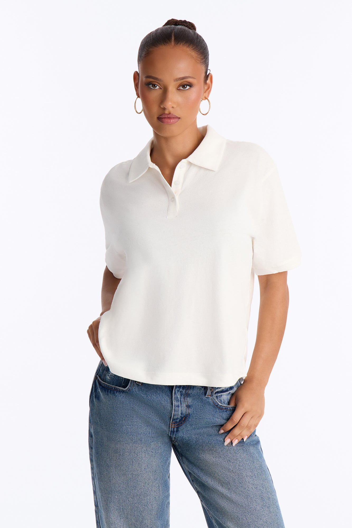 Chelley Relaxed Fit Polo Shirt - Off White