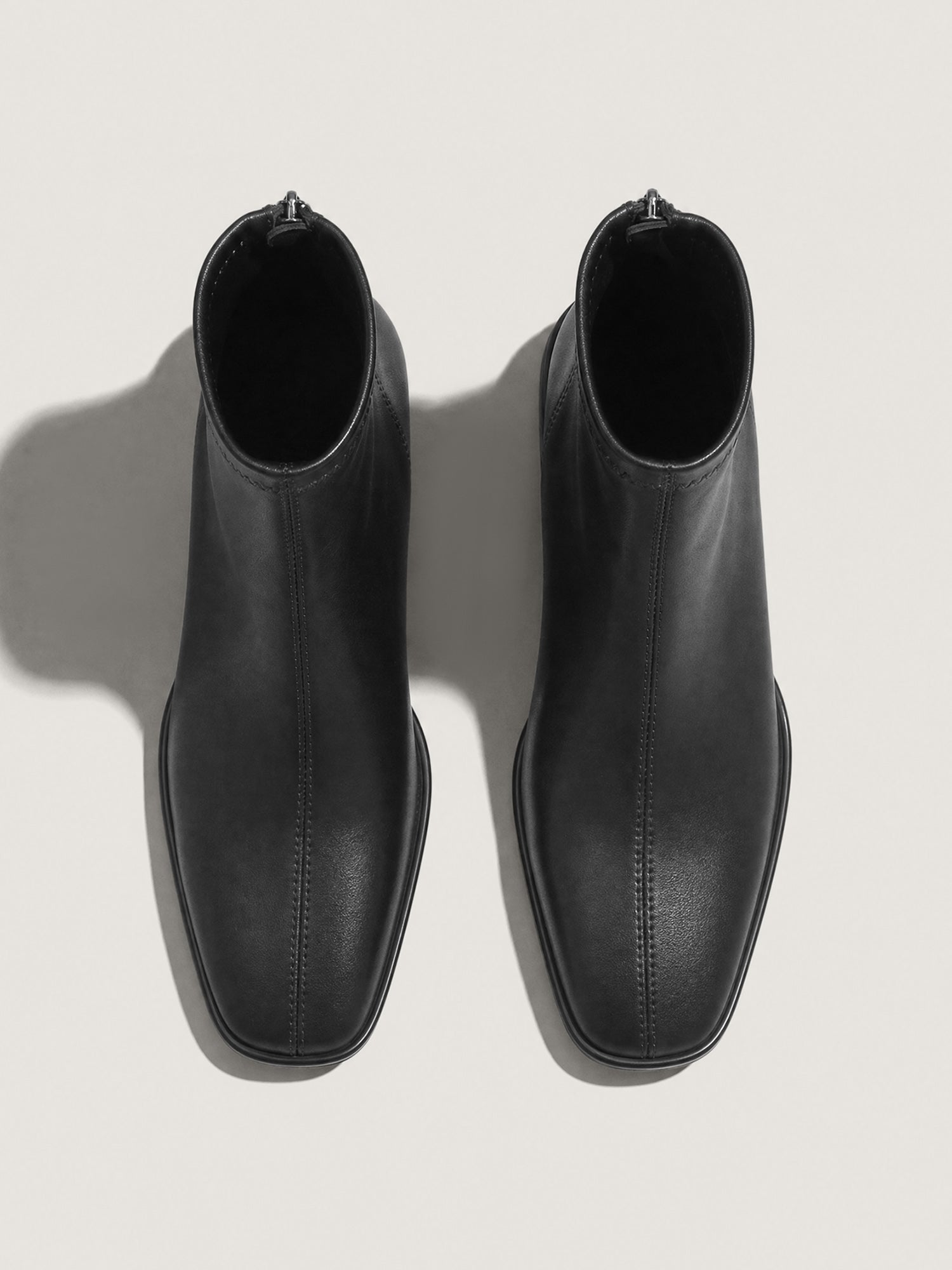 Square Toe Block Heel Back Zipper Ankle Booties