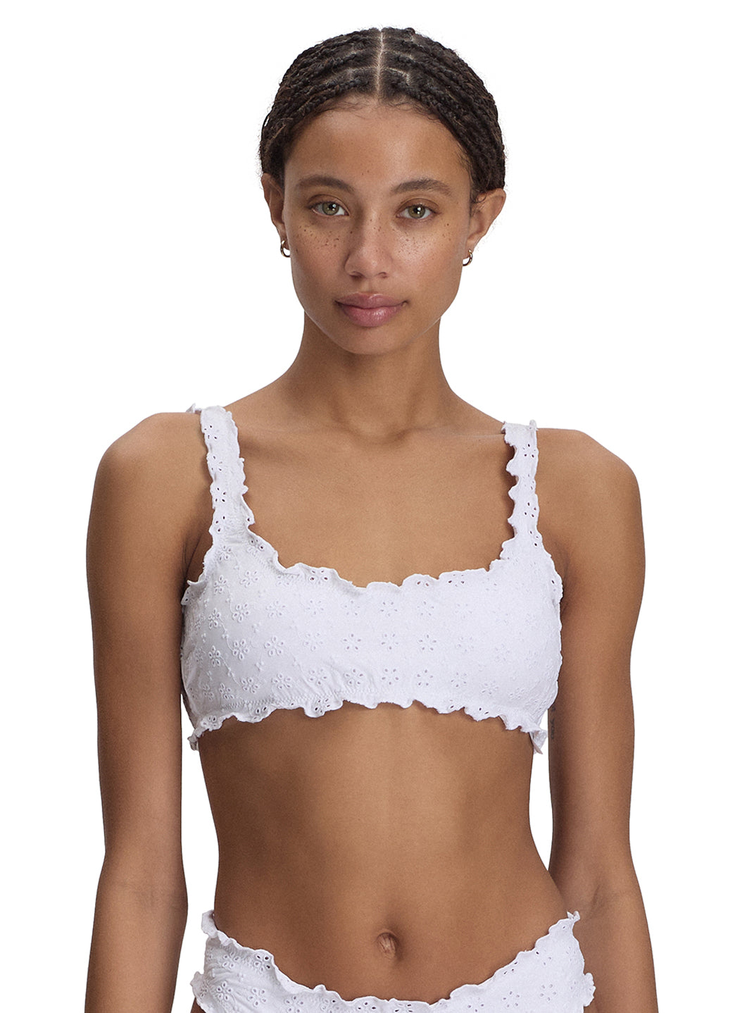 Polo Ralph Lauren Women's Eyelet Ruffle Kennedy Bralette Bikini Top