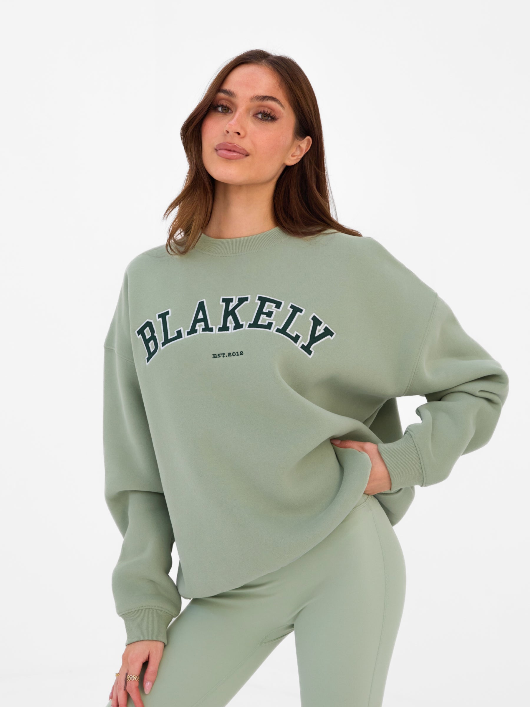Varsity Oversized Jumper - Light Green