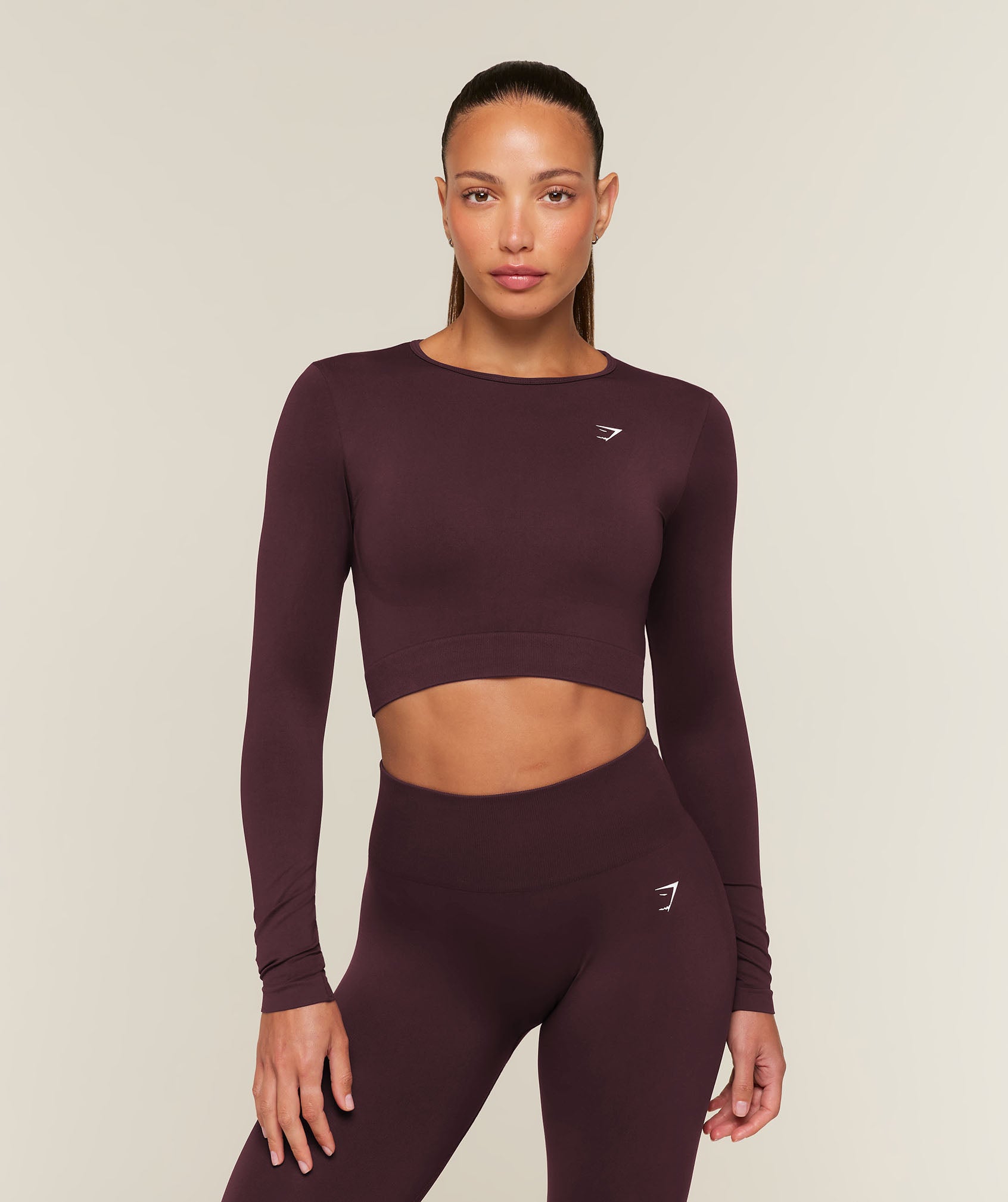 Gymshark Everyday Seamless Long Sleeve Crop Top - Cherry Purple
