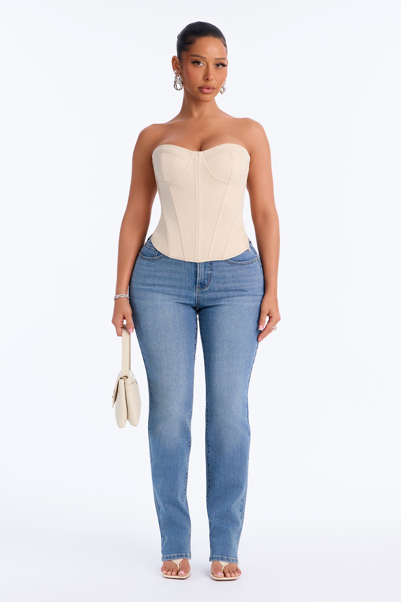 San Fran High Rise Stretch Straight Leg Jeans - Medium Wash