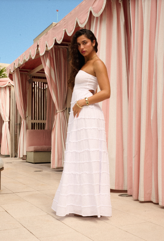 Blanco By Nature White Rosaline Long Frayed Dress