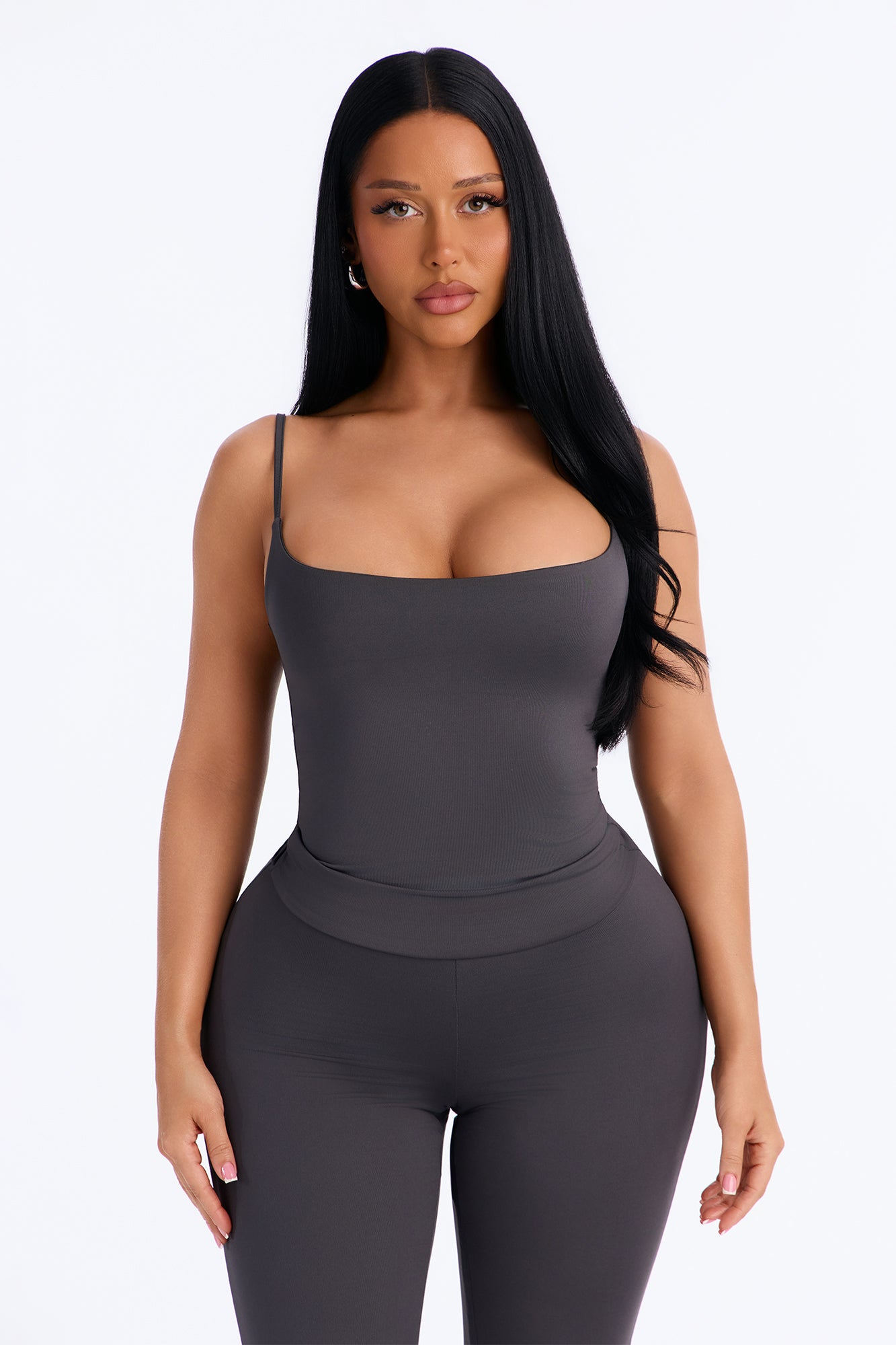 Contour Double Lined Cami Top - Charcoal