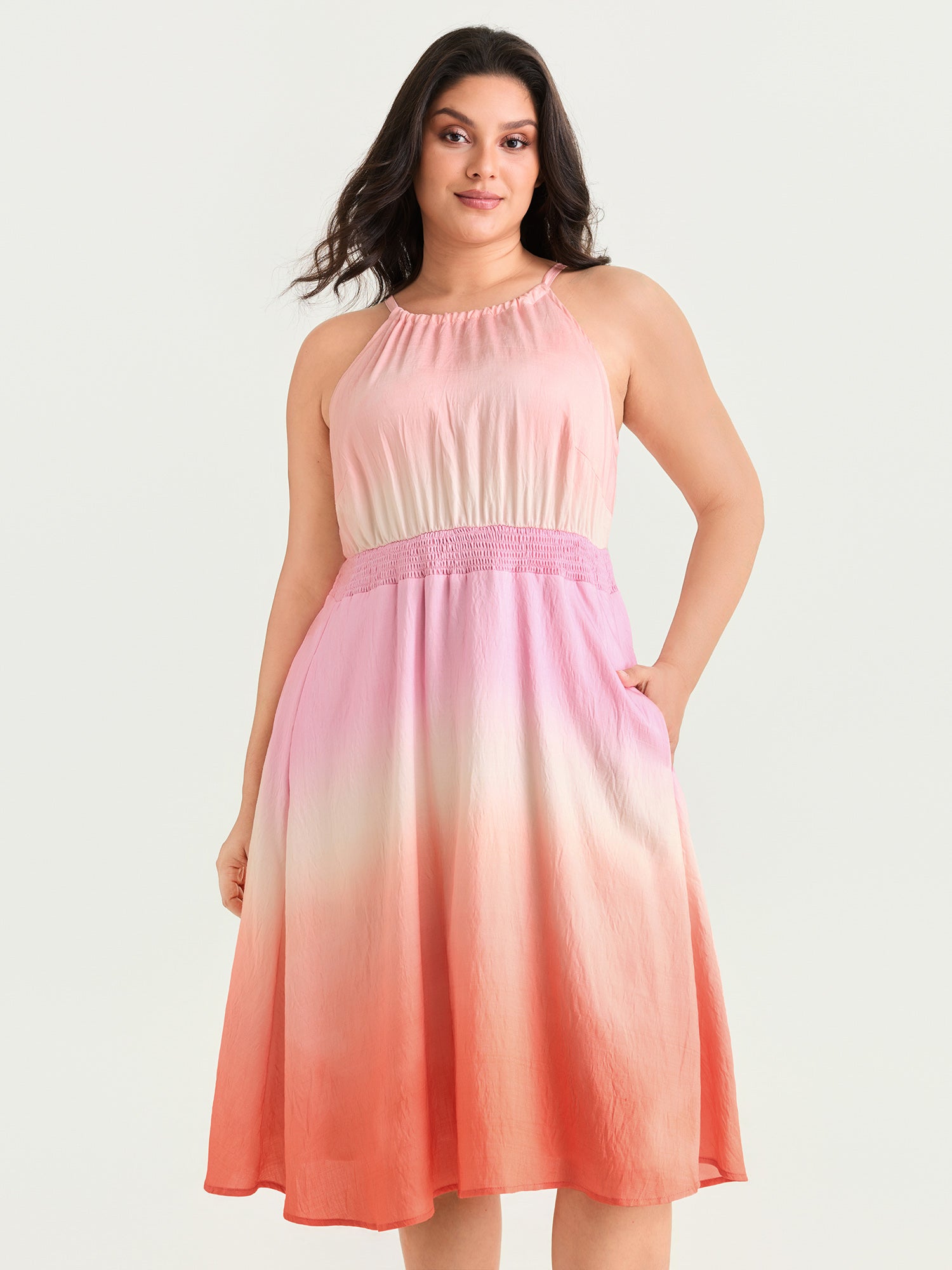 Supersoft Gradient Halter Neck Midi Dress