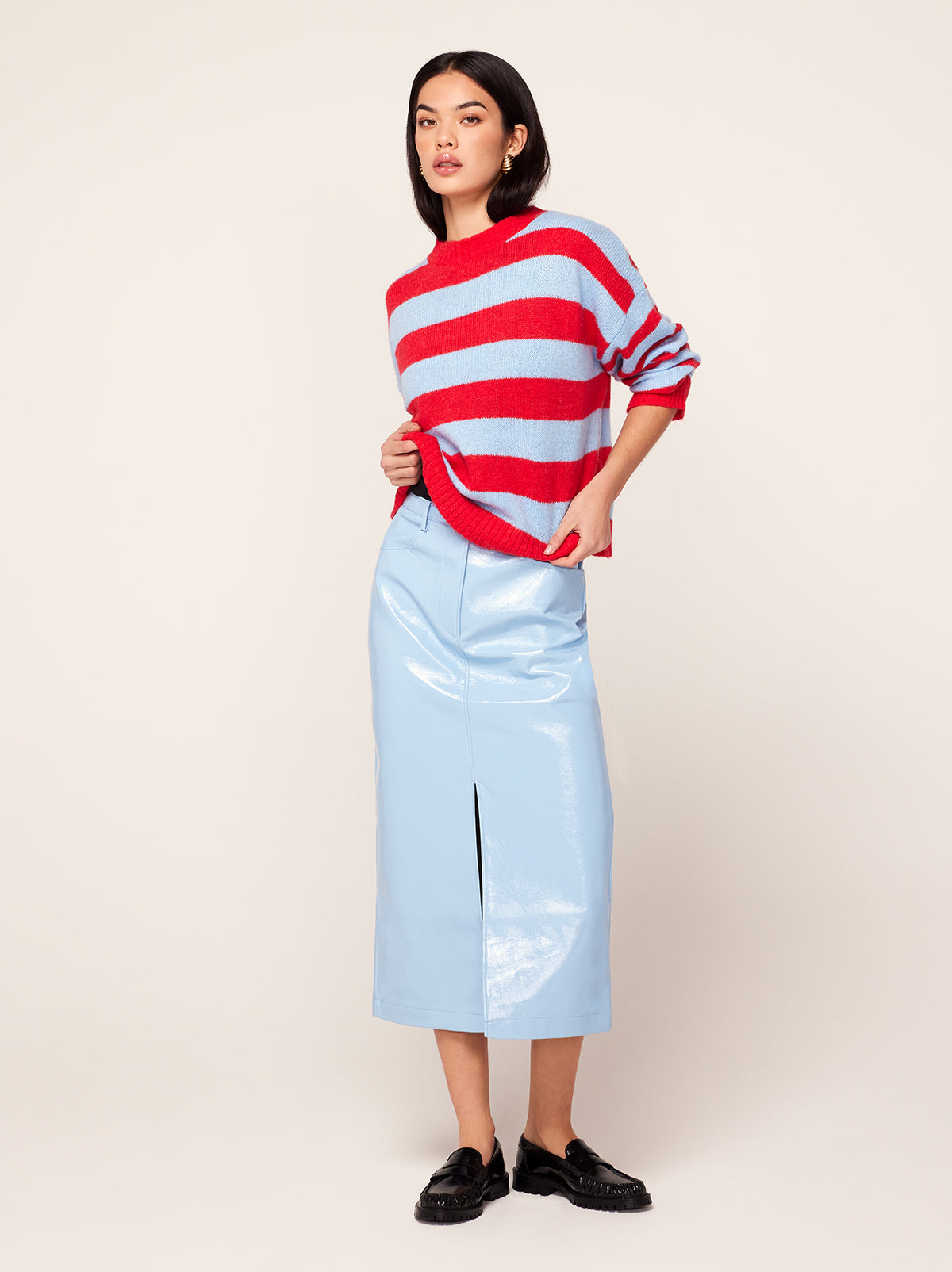 Penny Cornflower Blue Vinyl Skirt
