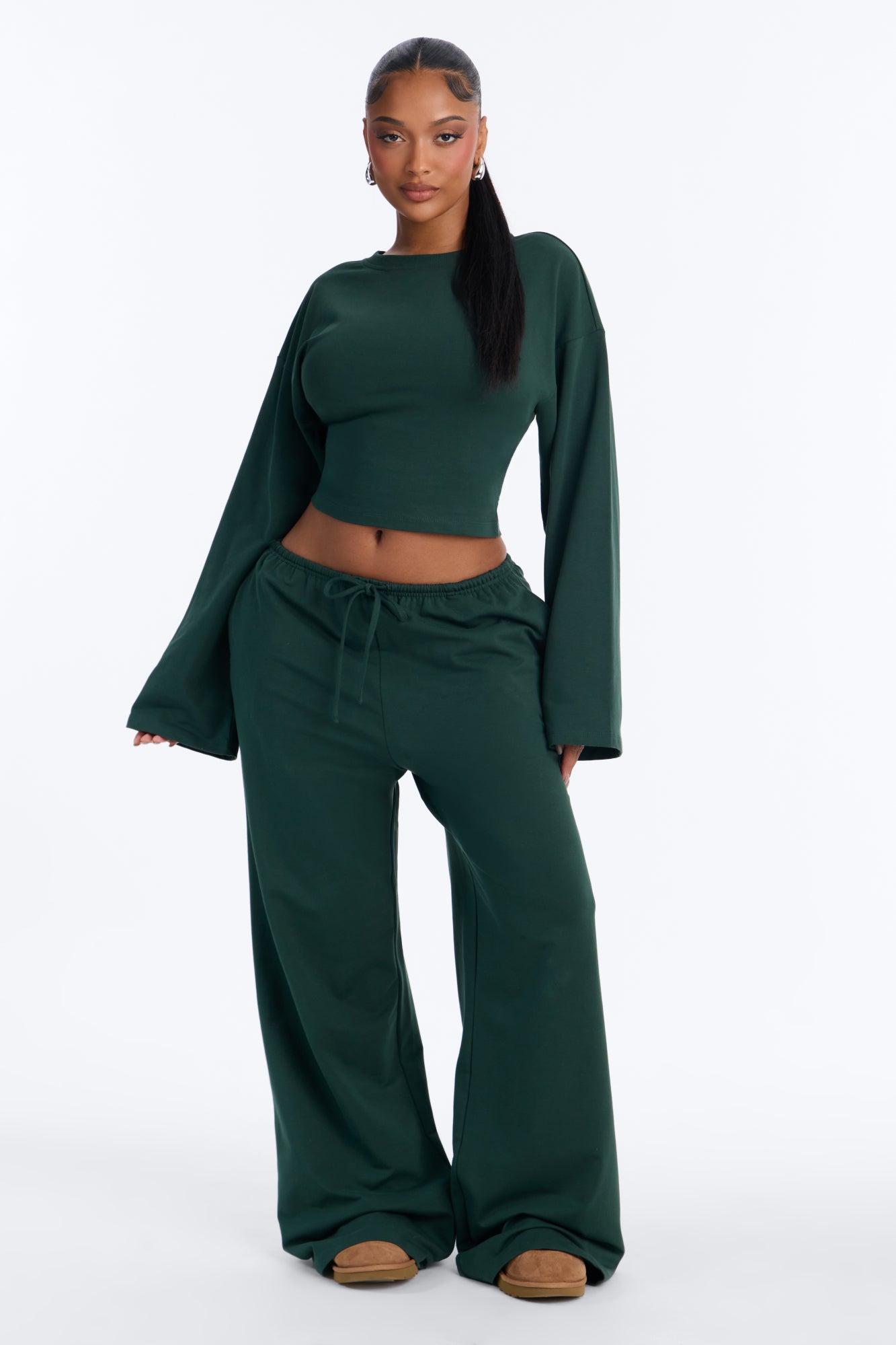 Jayla Cinched Waist Pant Set - Hunter