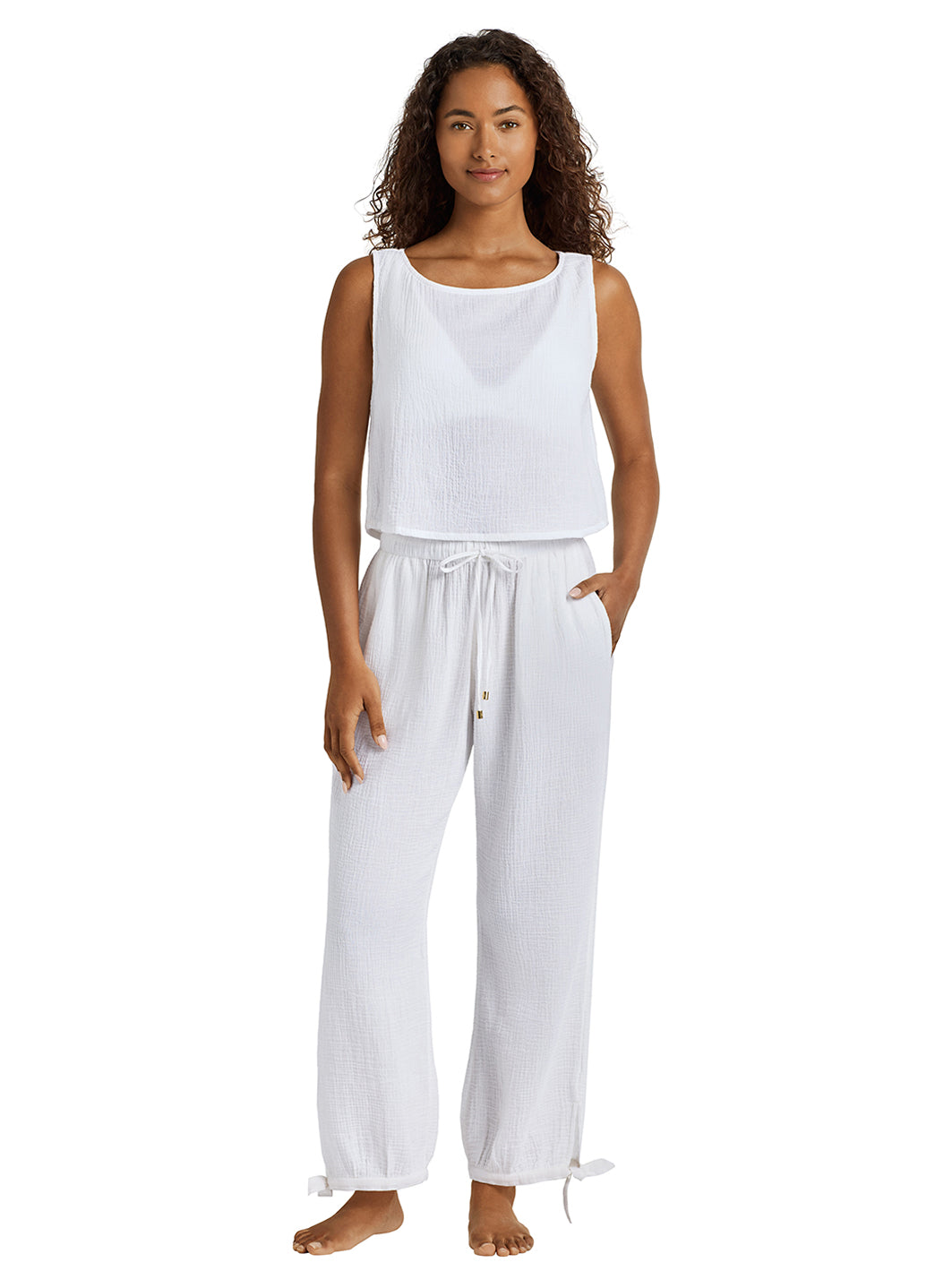 Lauren Ralph Lauren Women's Double Gauze Top And Bottoms Cover Up Set
