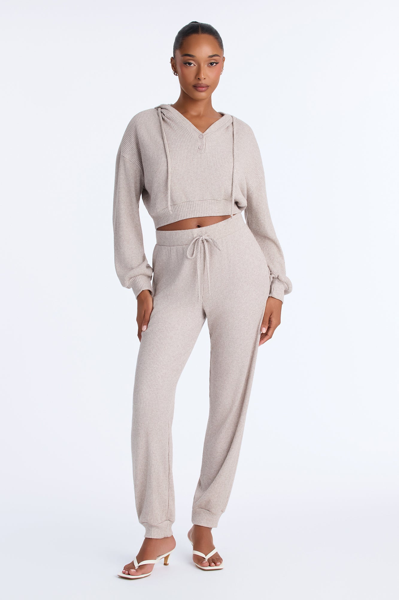 Teala Cozy Thermal Jogger Set - Oatmeal