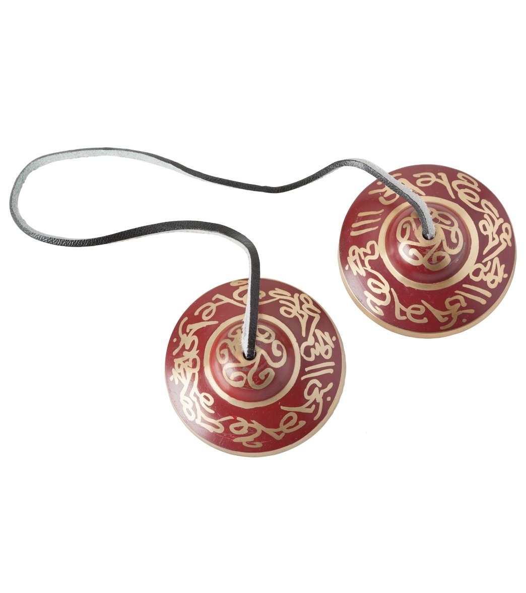 Sacred Space Lg Red Etched Tibetan Gong Tingsha Cymbals