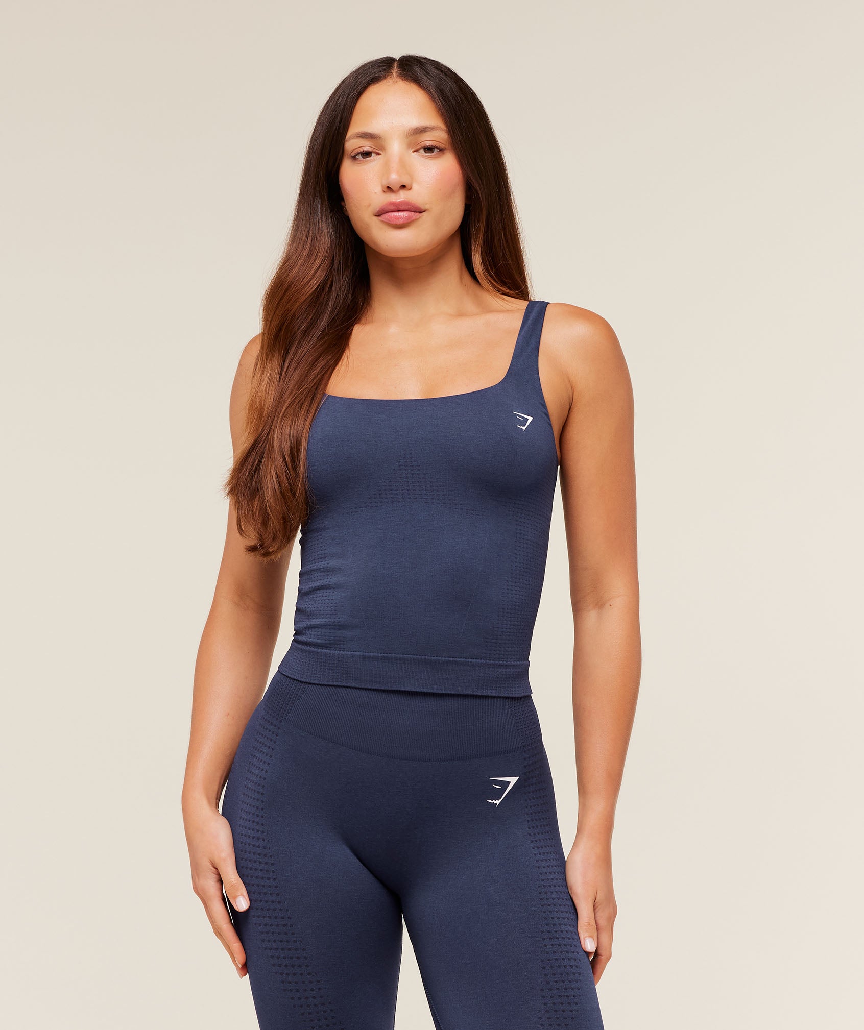 Gymshark Vital Seamless Tank With Shelf - Heavy Blue/Marl