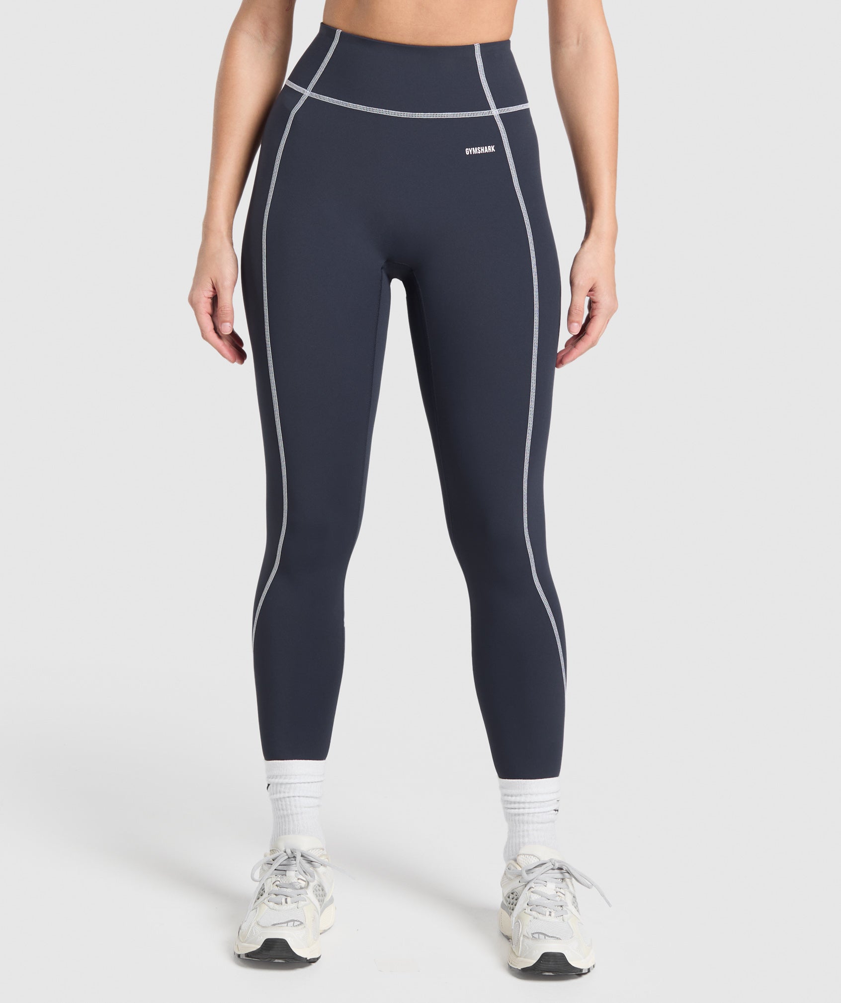 Gymshark Retro Contrast Stitch Legging - Heavy Blue/White