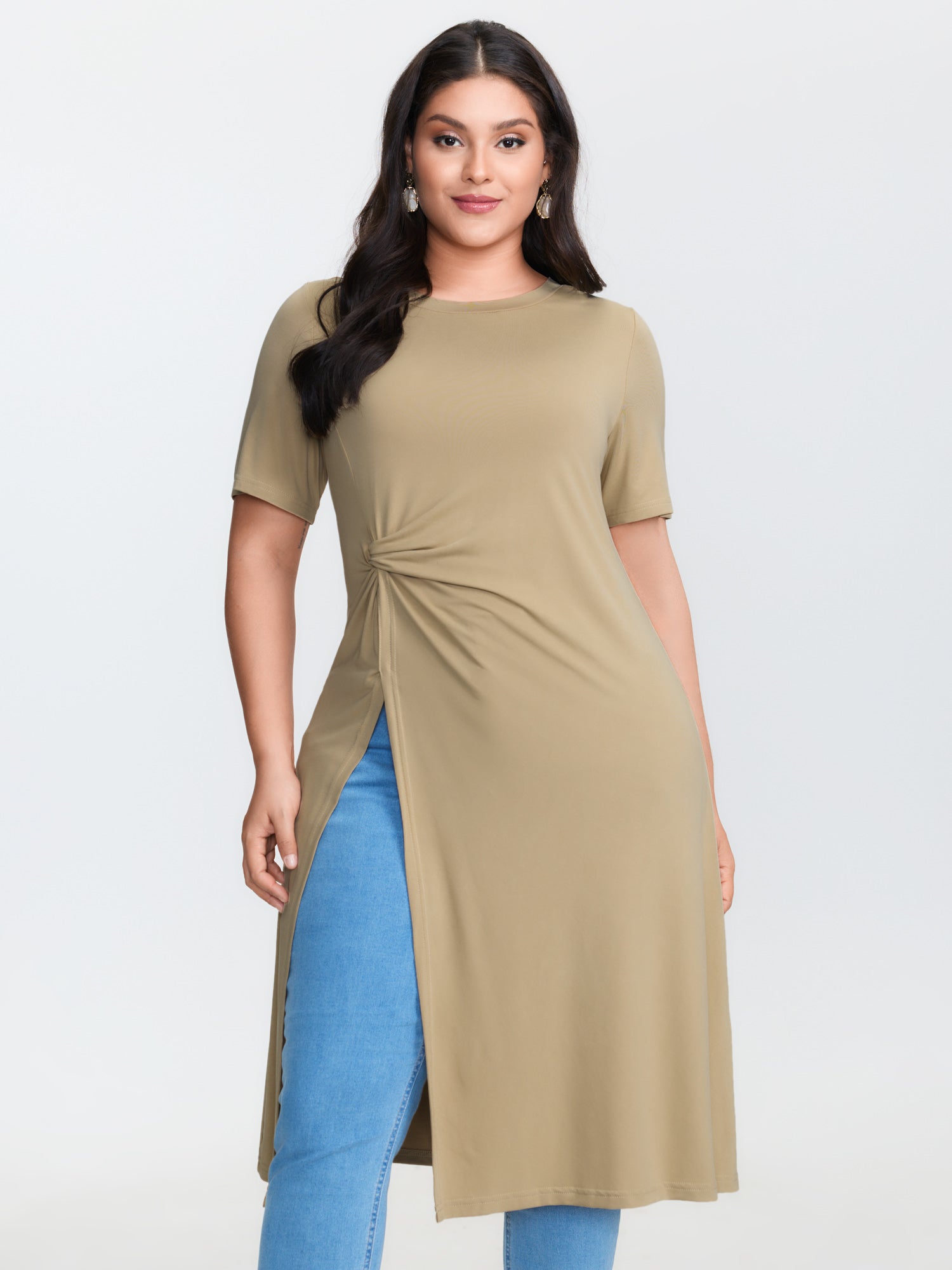 Supersoft Knotted High-Slit T-Shirt