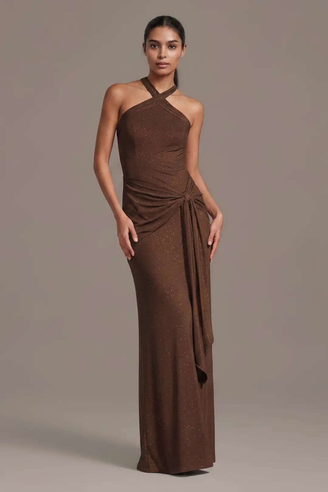 Glitter Knit Halter Sheath Dress