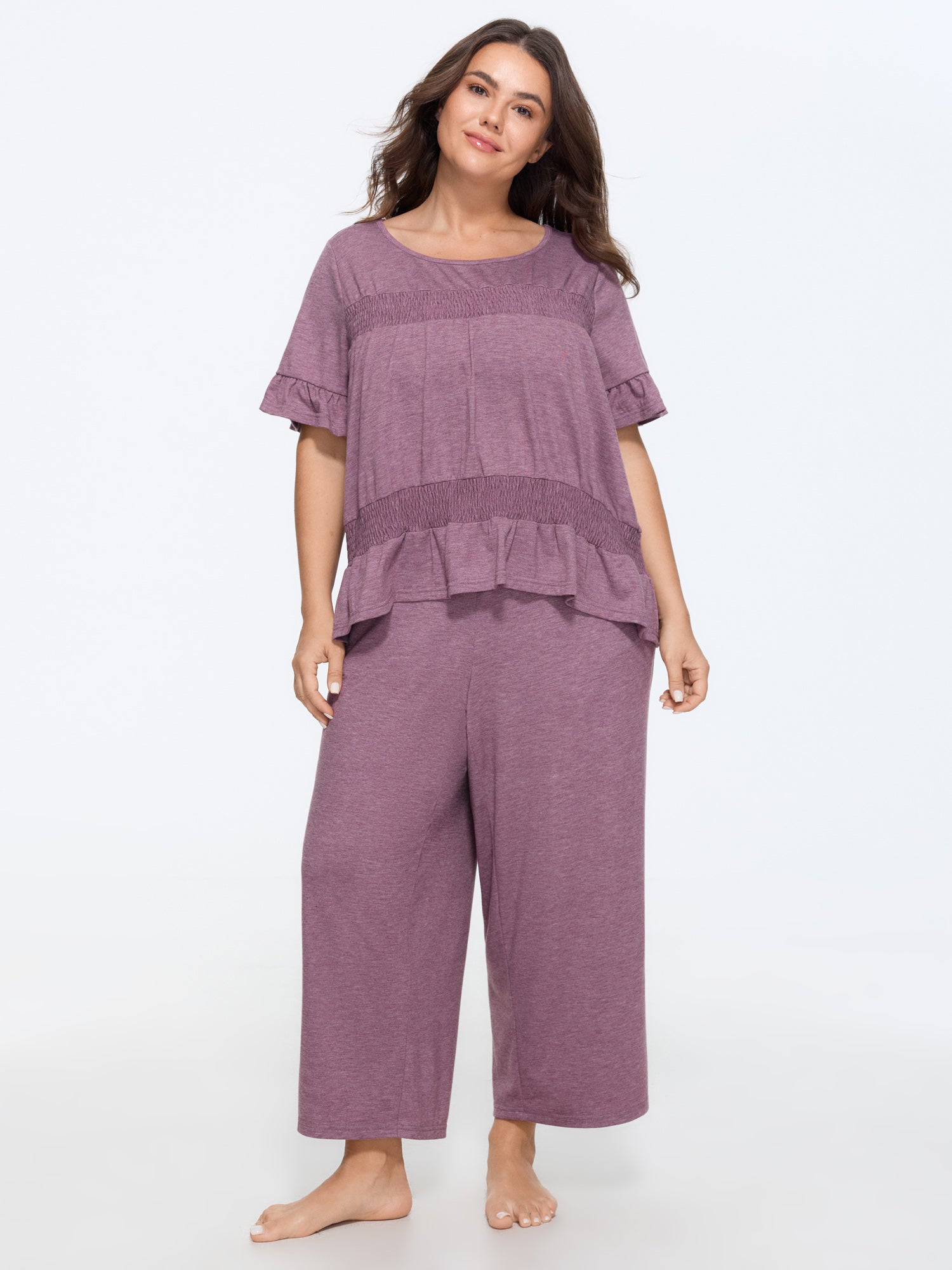 Supersoft Round Neck Shirred Loungewear Set