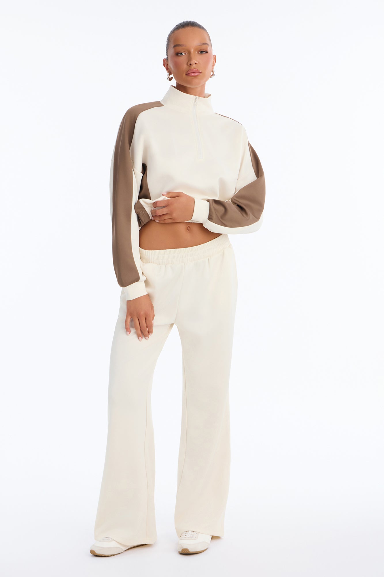 Jet Set Scuba Pant Set - Cream/combo